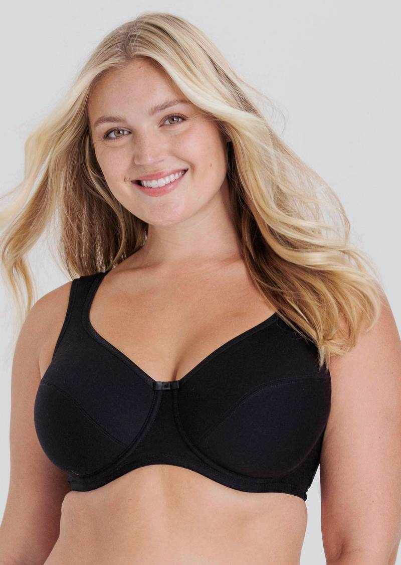 Atmungsaktiver Bügel-BH mit Glanz-Paspeln - schwarz - Gr. 80 D von Goldner Fashion von Goldner Fashion
