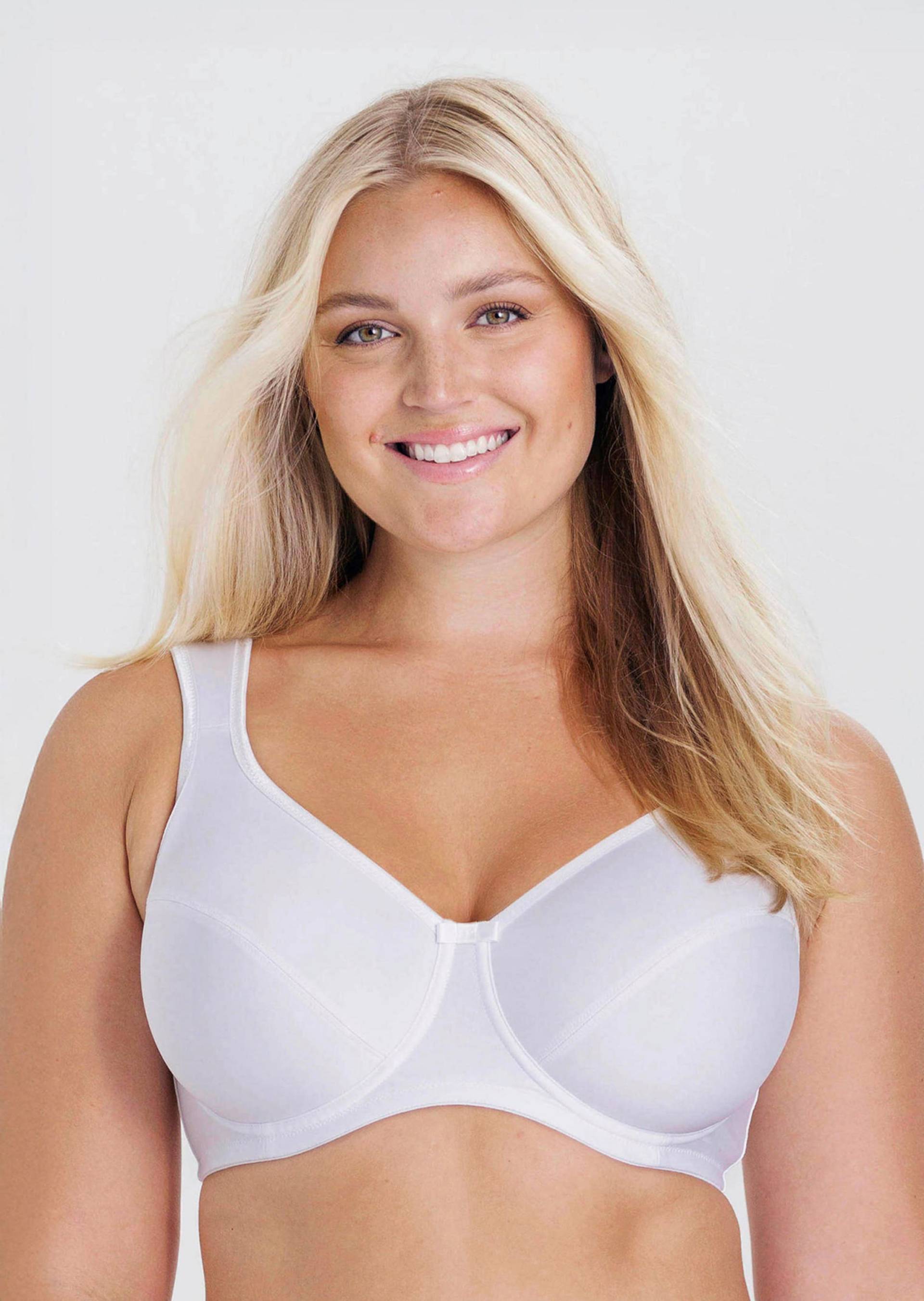 Atmungsaktiver Bügel-BH mit Glanz-Paspeln - weiß - Gr. 100 B von Goldner Fashion von Goldner Fashion