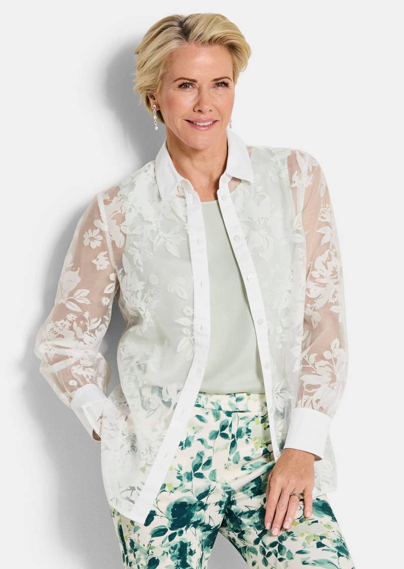 Ausbrenner-Bluse mit Blumenmuster - weiß - Gr. 19 von Goldner Fashion von Goldner Fashion