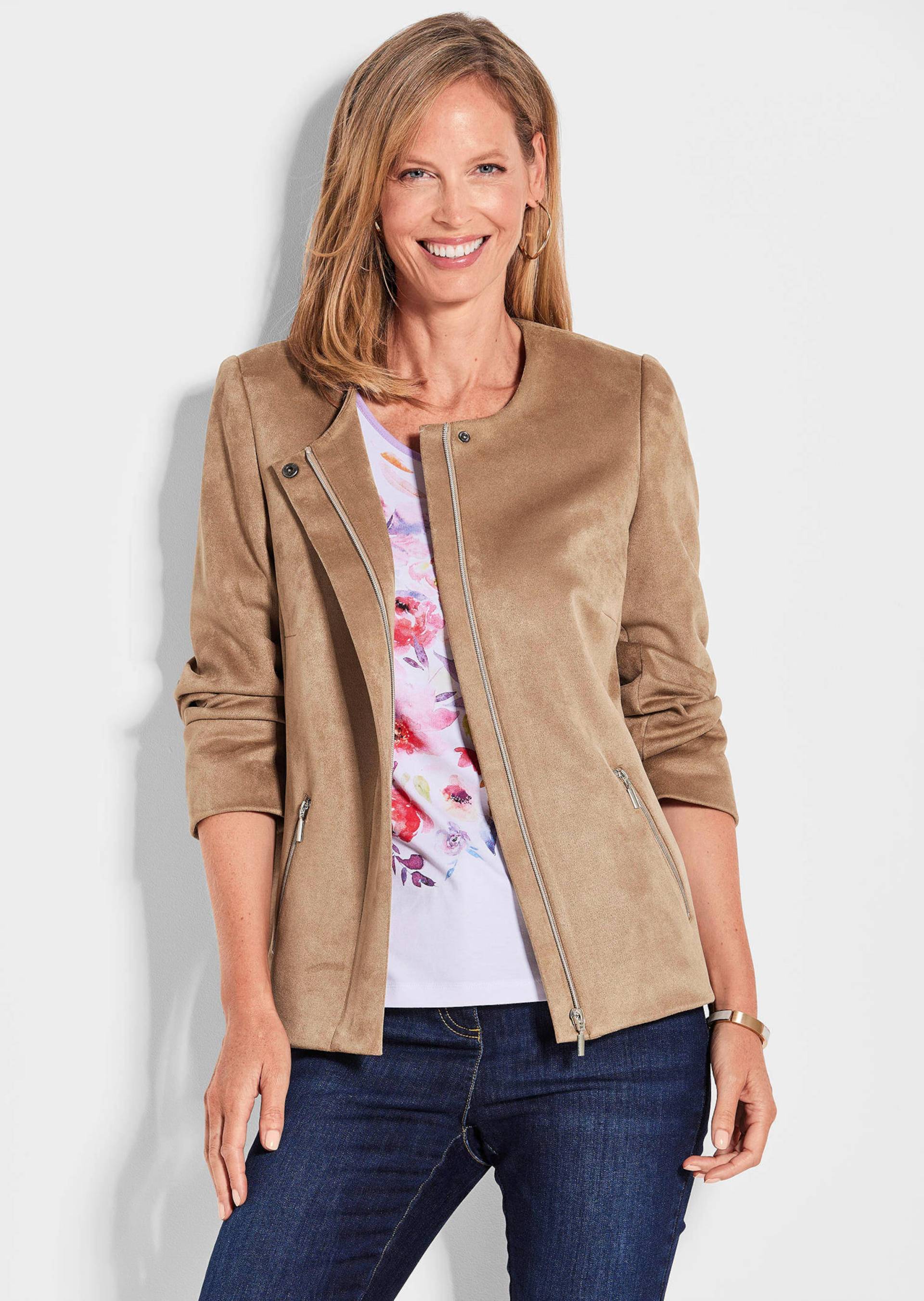 Ausdrucksstarke Lederimitatjacke mit supersoftem Griff - camel - Gr. 38 von Goldner Fashion von Goldner Fashion