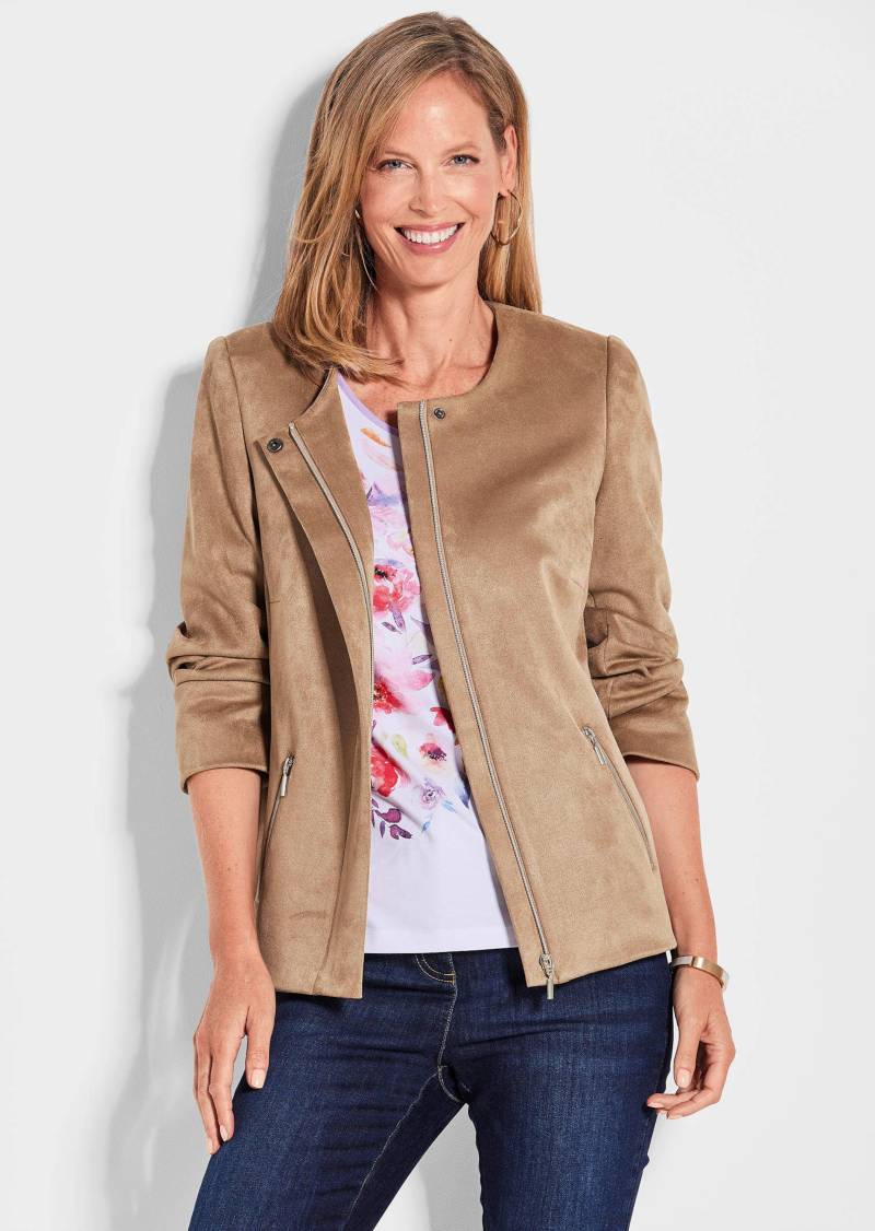 Ausdrucksstarke Lederimitatjacke mit supersoftem Griff - camel - Gr. 52 von Goldner Fashion von Goldner Fashion