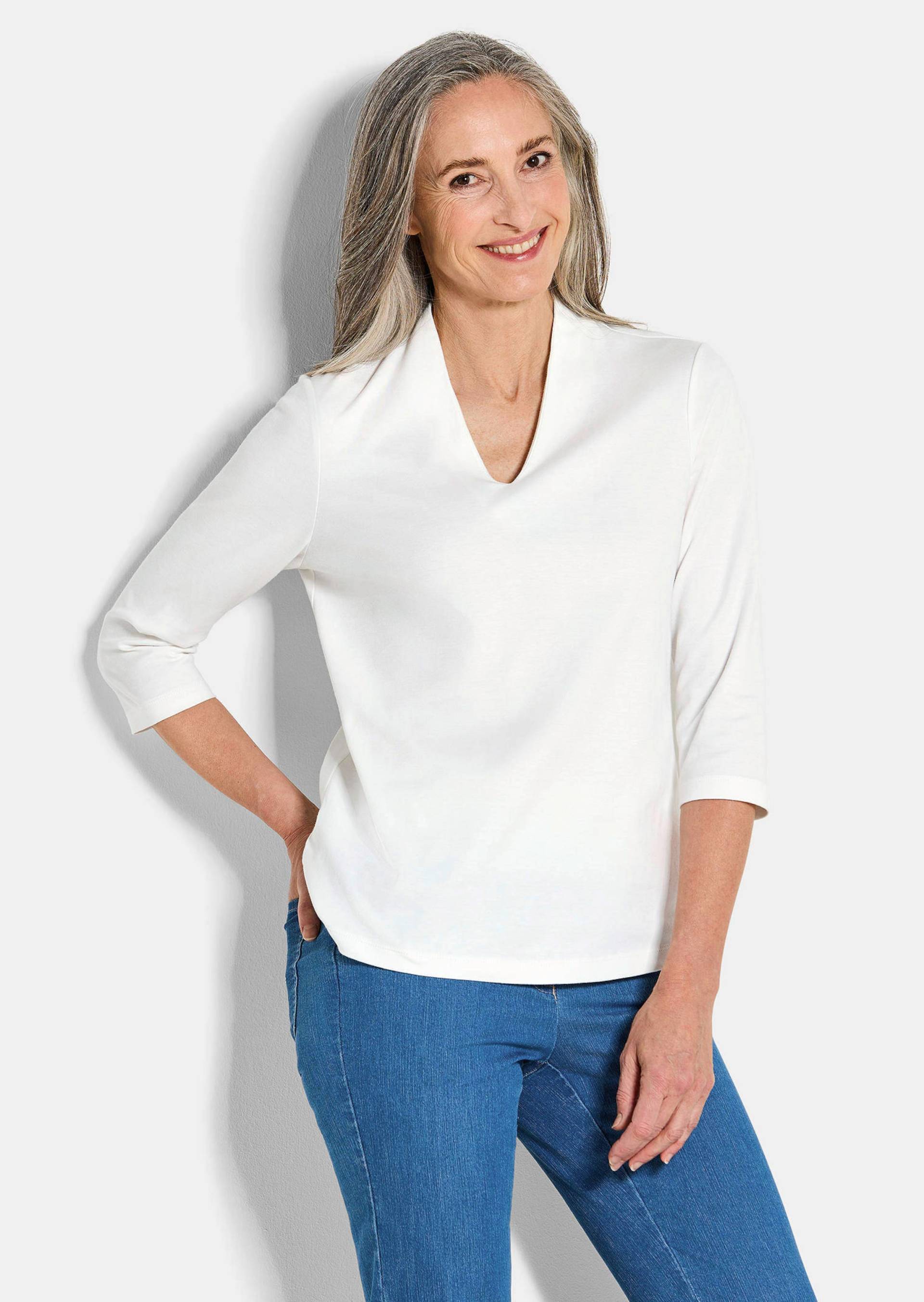 Basic-Shirt aus Interlock-Jersey - cremeweiß - Gr. 50 von Goldner Fashion von Goldner Fashion