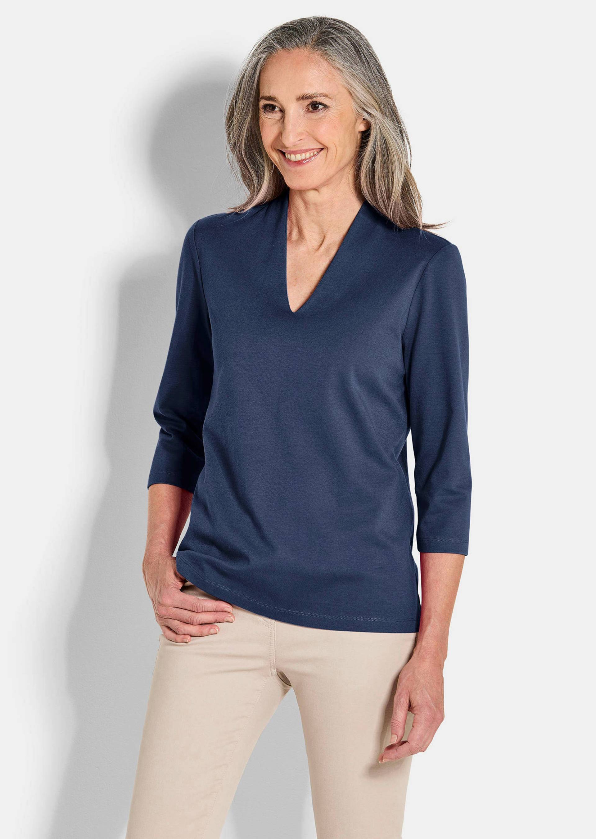 Basic-Shirt aus Interlock-Jersey - marine - Gr. 50 von Goldner Fashion von Goldner Fashion