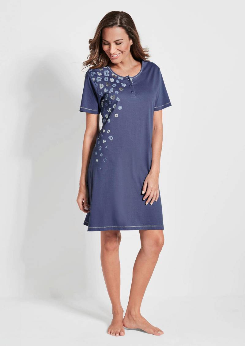 Baumwoll-Nachthemd mit Halbarm - blau / gemustert - Gr. 40/42 von Goldner Fashion Baumwoll-Nachthemd mit Halbarm - blau / gemustert - Gr. 40/42 von Goldner Fashion von Goldner Fashion