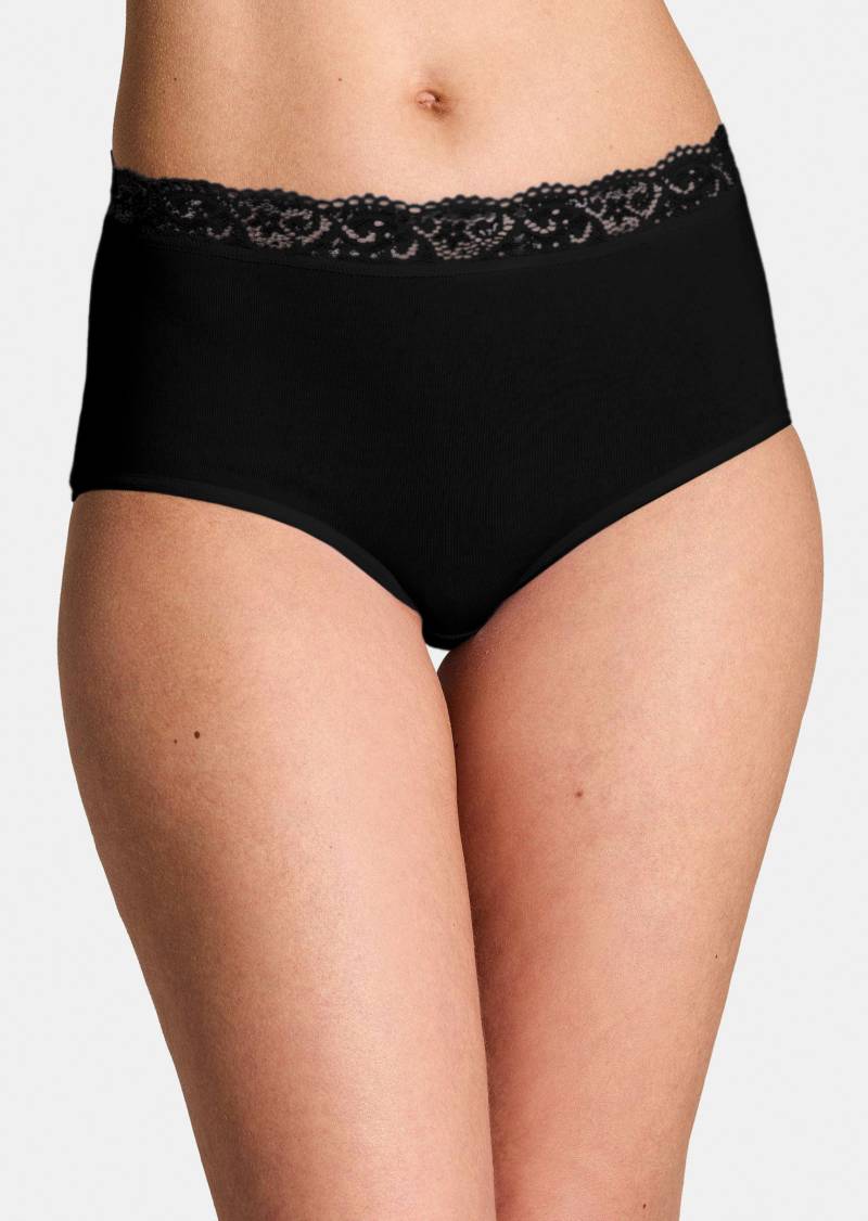 Baumwoll-Taillenslip mit Spitzenbund im 2er-Pack - schwarz - Gr. 50 von Goldner Fashion von Goldner Fashion