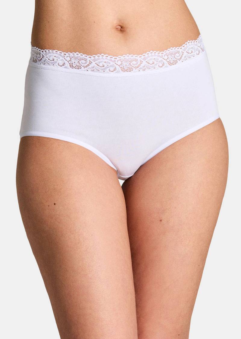 Baumwoll-Taillenslip mit Spitzenbund im 2er-Pack - weiß - Gr. 42 von Goldner Fashion von Goldner Fashion