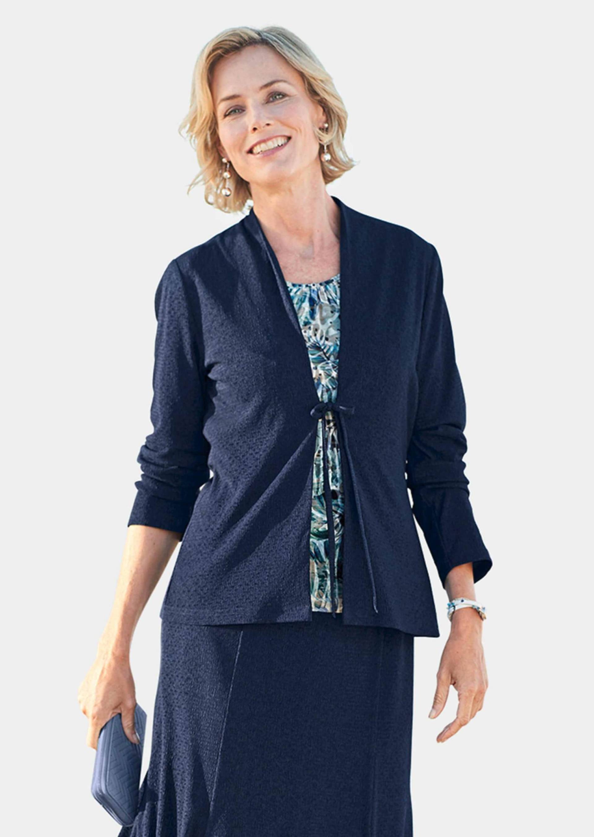 Bequemer Blazer mit Struktur - marine - Gr. 23 von Goldner Fashion von Goldner Fashion