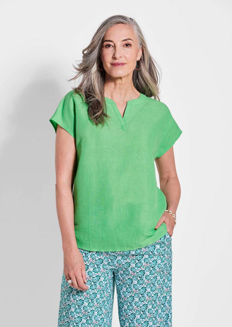 Bluse aus Baumwoll-Leinen-Mischung - hellgrün - Gr. 48 von Goldner Fashion von Goldner Fashion