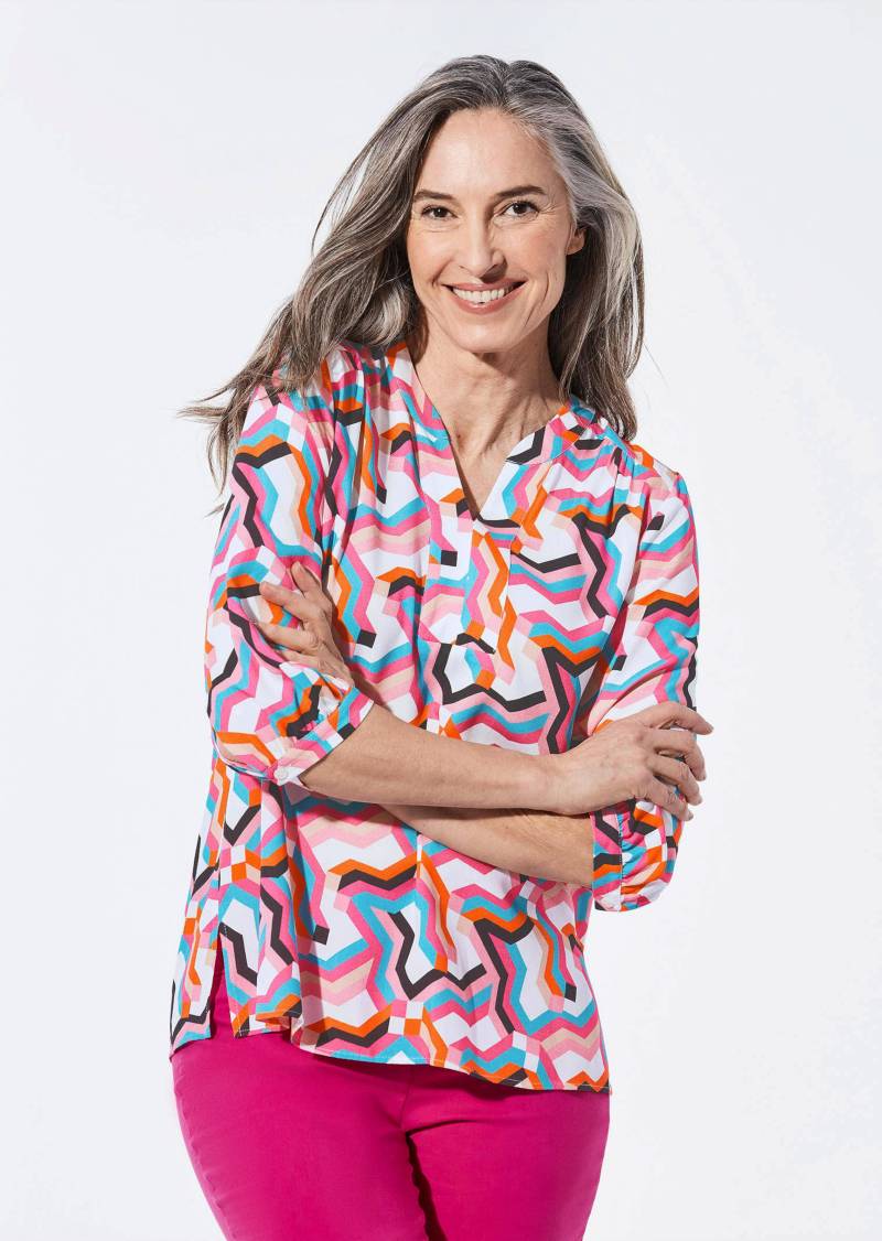 Bluse im Tunikastil - weiß / gemustert - Gr. 20 von Goldner Fashion von Goldner Fashion