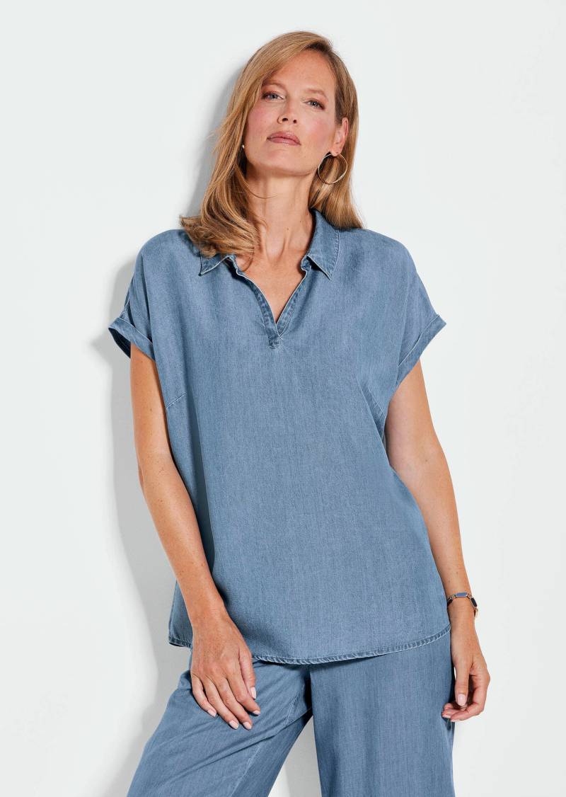 Bluse in Denim-Optik - hellblau - Gr. 54 von Goldner Fashion von Goldner Fashion