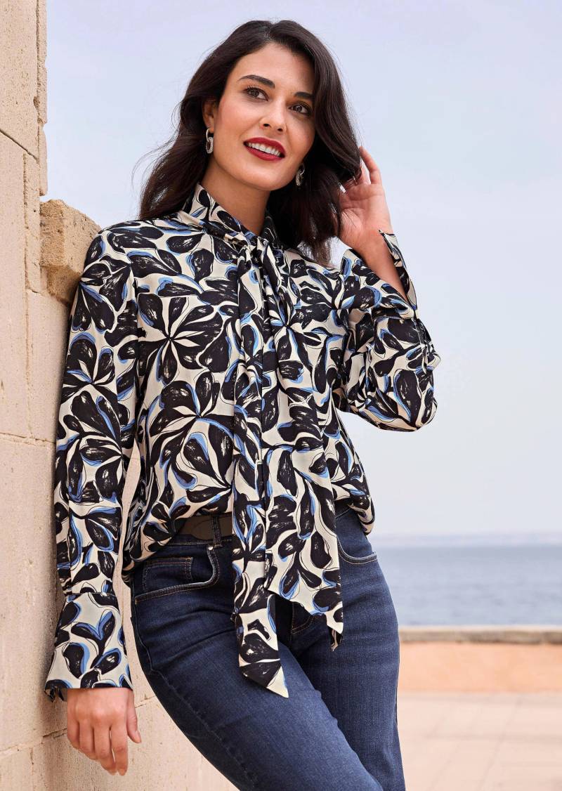 Bluse mit Ärmel-Volants - stein - Gr. 46 von Goldner Fashion von Goldner Fashion