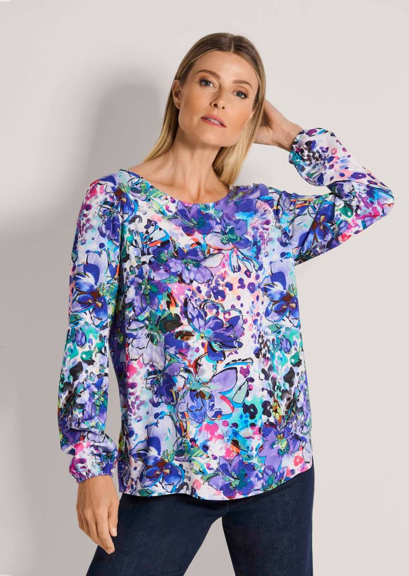 Bluse mit Blumenprint - lila / gemustert - Gr. 54 von Goldner Fashion von Goldner Fashion