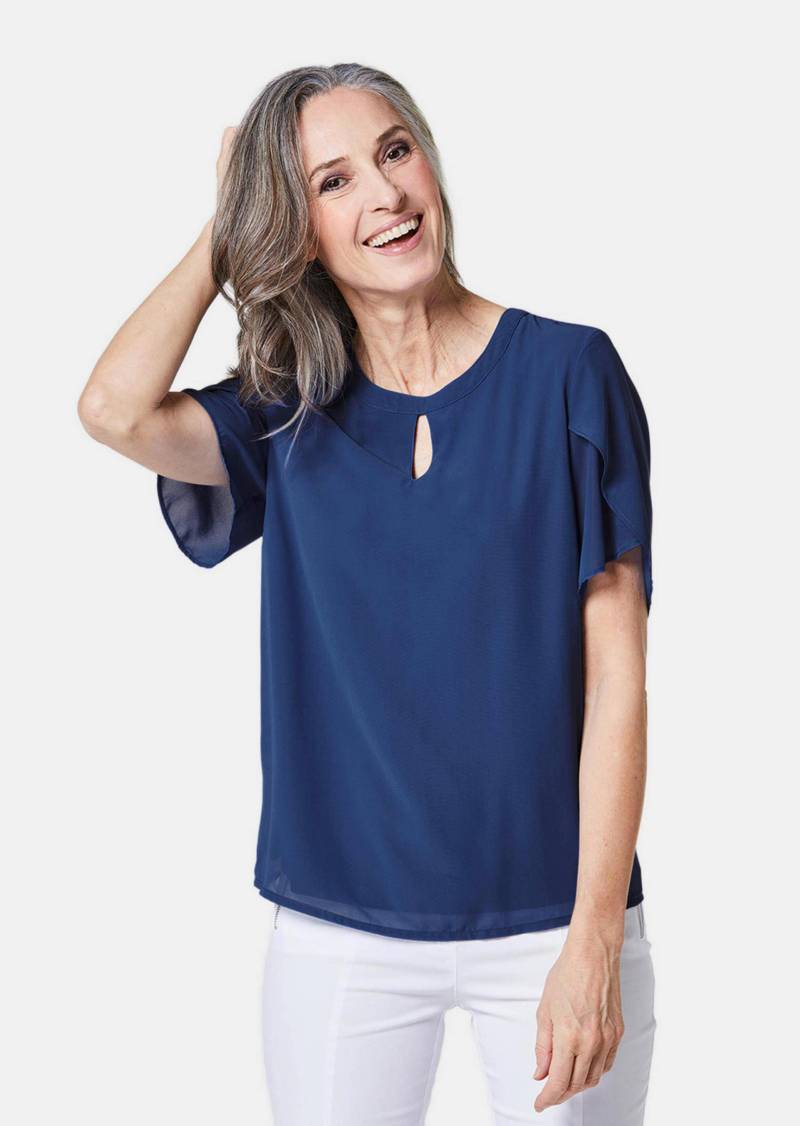 Bluse mit aufregender Ärmellösung - dunkelblau - Gr. 40 von Goldner Fashion von Goldner Fashion