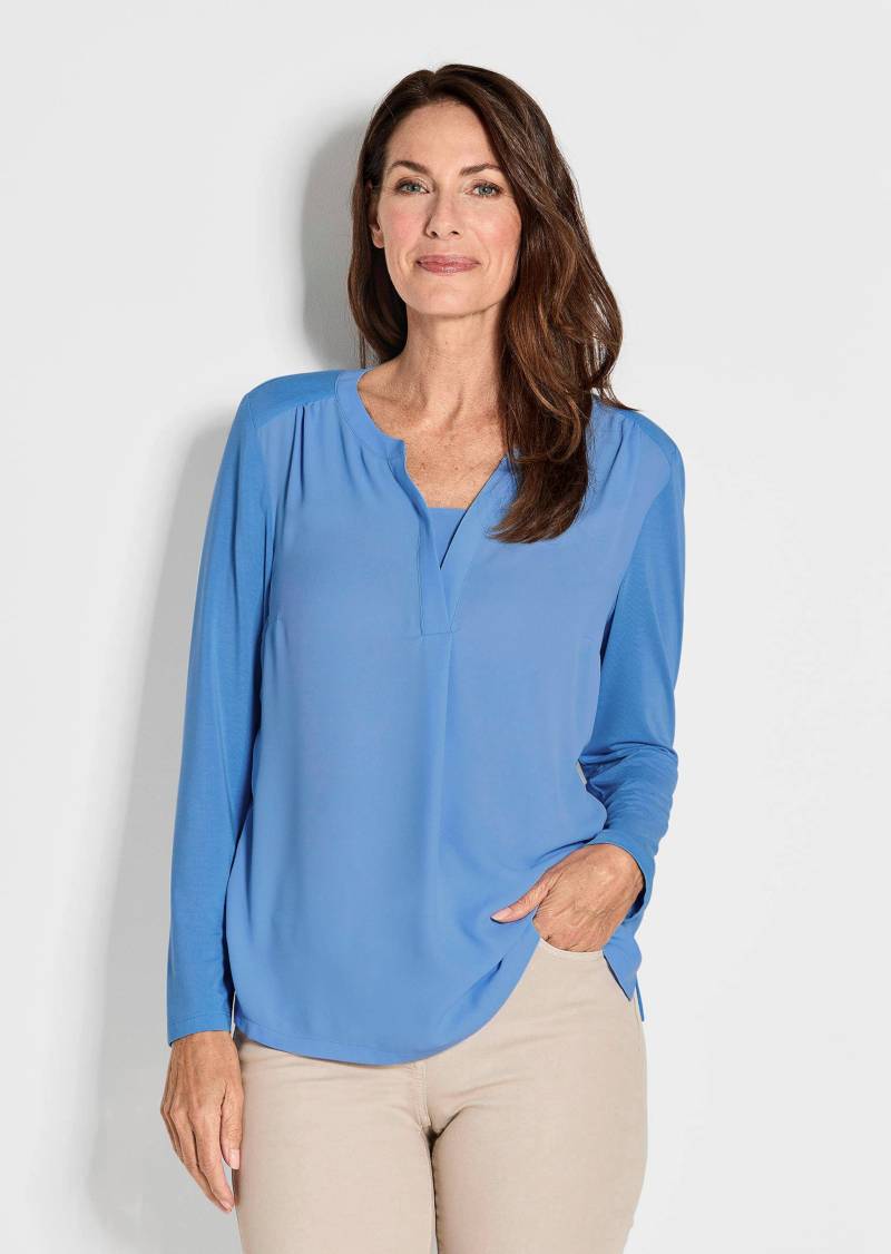 Blusenshirt mit Chiffon-Einsatz - blau - Gr. 25 von Goldner Fashion von Goldner Fashion