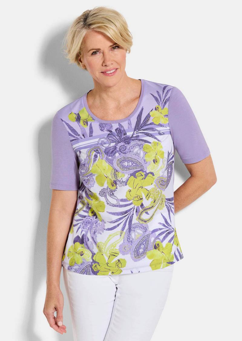 Blusenshirt mit Paisley und Strasssteinen - weiß / flieder / gemustert - Gr. 24 von Goldner Fashion von Goldner Fashion