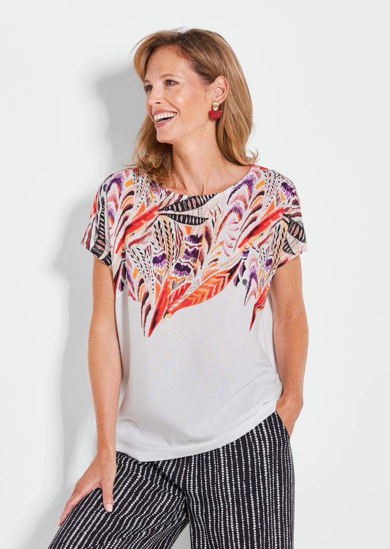 Blusenshirt mit platziertem Druck - weiß / gemustert - Gr. 23 von Goldner Fashion von Goldner Fashion