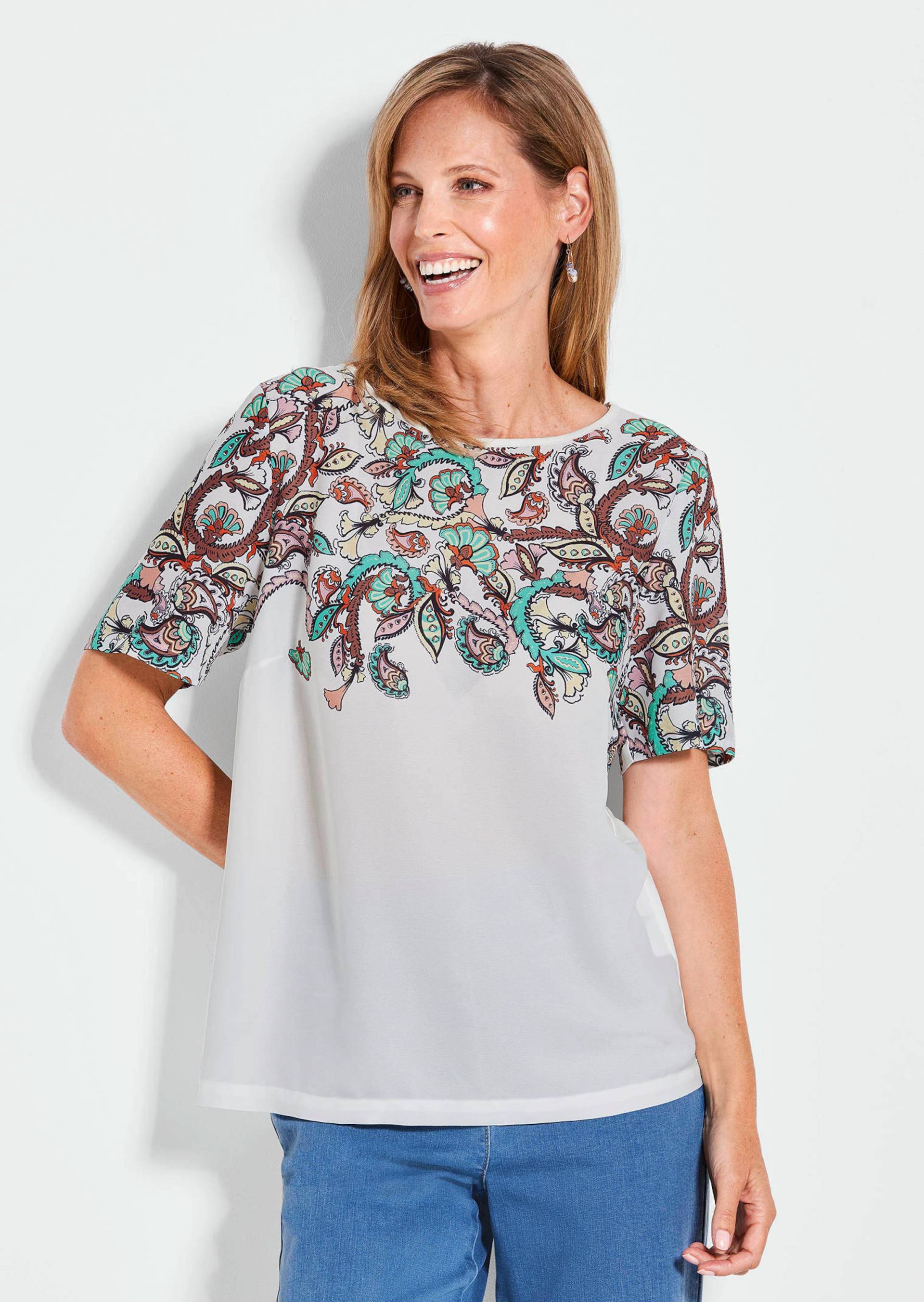 Blusenshirt mit platziertem Paisley-Muster - weiß / gemustert - Gr. 48 von Goldner Fashion von Goldner Fashion