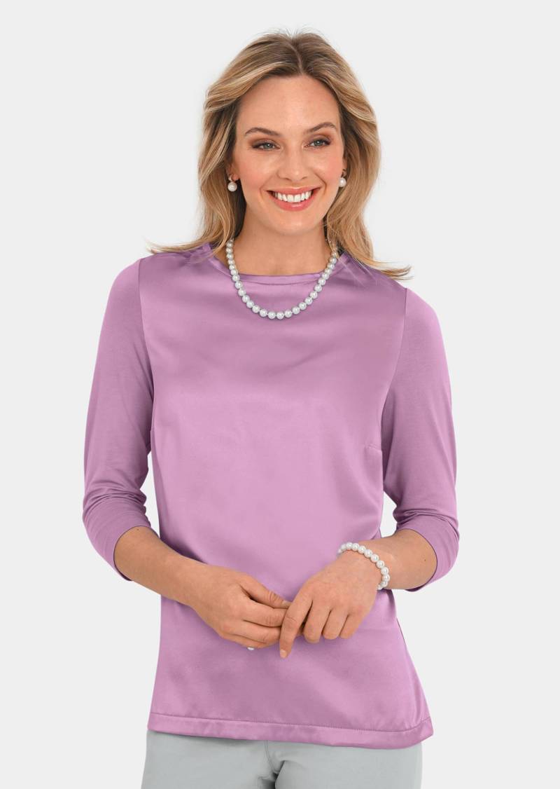 Blusenshirt mit schimmerndem Seideneinsatz - flieder - Gr. 42 von Goldner Fashion von Goldner Fashion