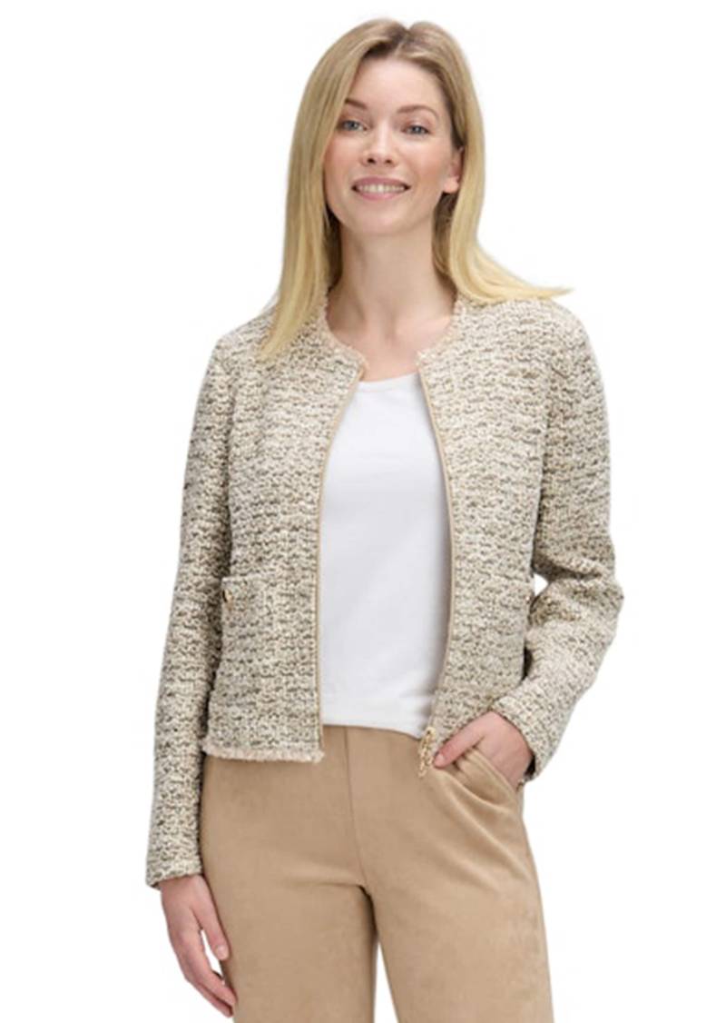 Bouclé-Cardigan mit Reißverschluss - beige - Gr. 38 von Goldner Fashion von Goldner Fashion