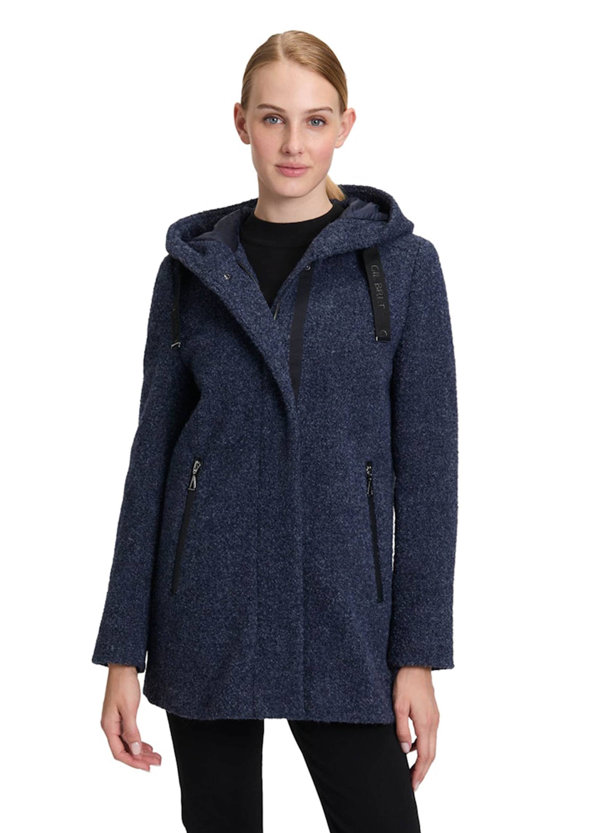 Bouclé-Jacke im sportiven Look - dunkelblau / melange - Gr. 46 von Goldner Fashion von Goldner Fashion