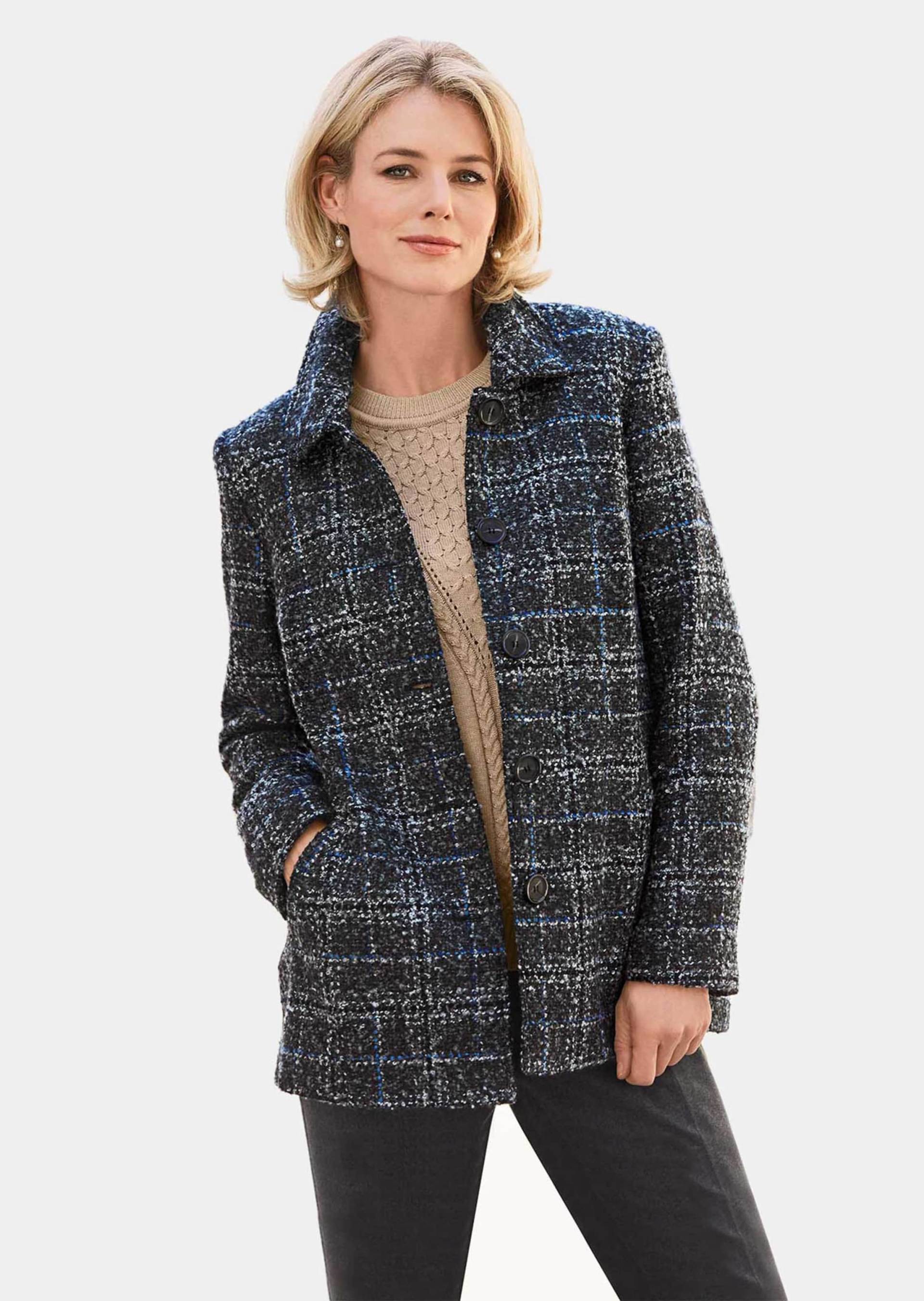 Boucléjacke mit Wolle - anthrazit / hellblau - Gr. 21 von Goldner Fashion von Goldner Fashion