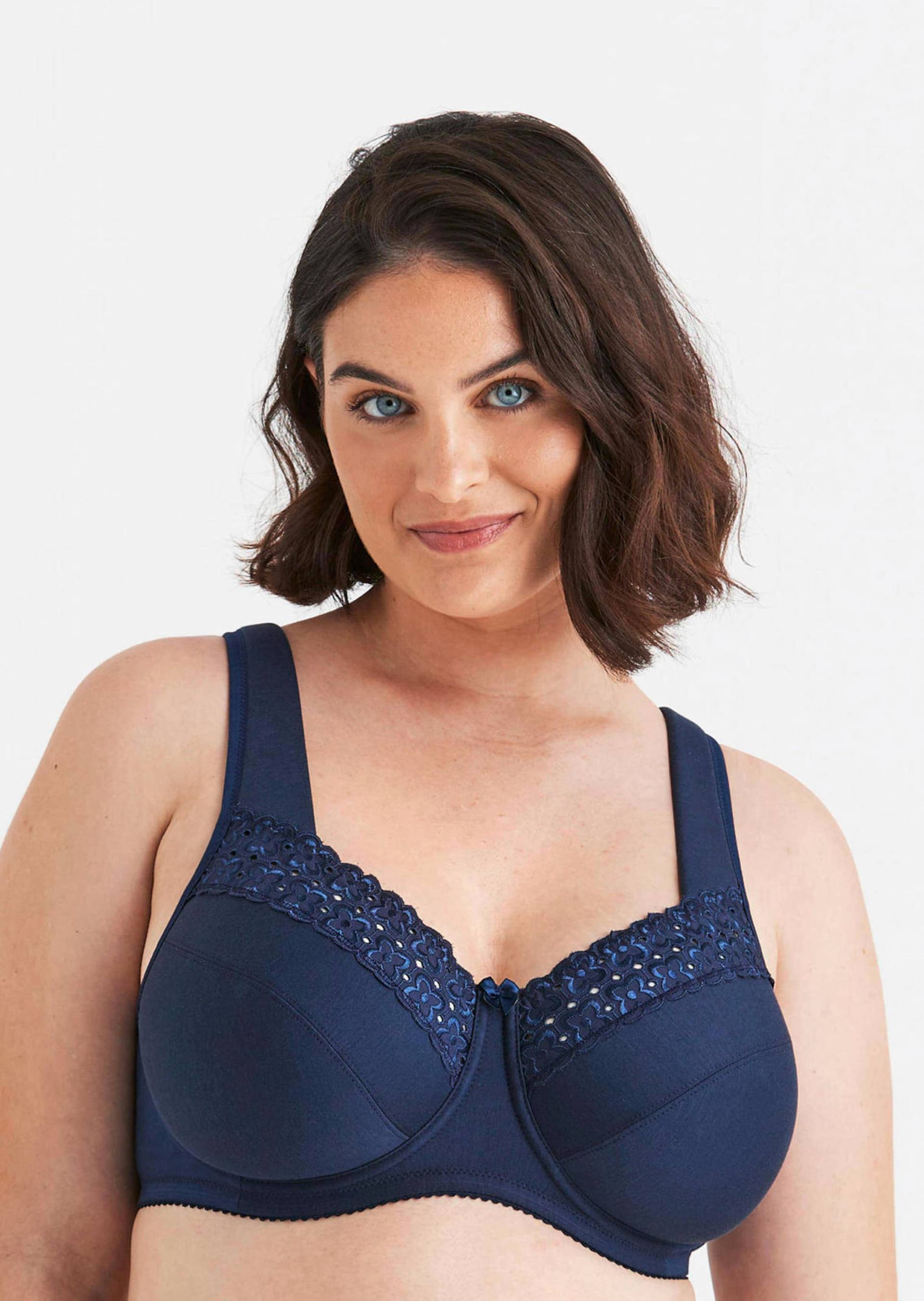 Bügel-BH mit Lochstickerei - dunkelblau - Gr. 80 D von Goldner Fashion von Goldner Fashion