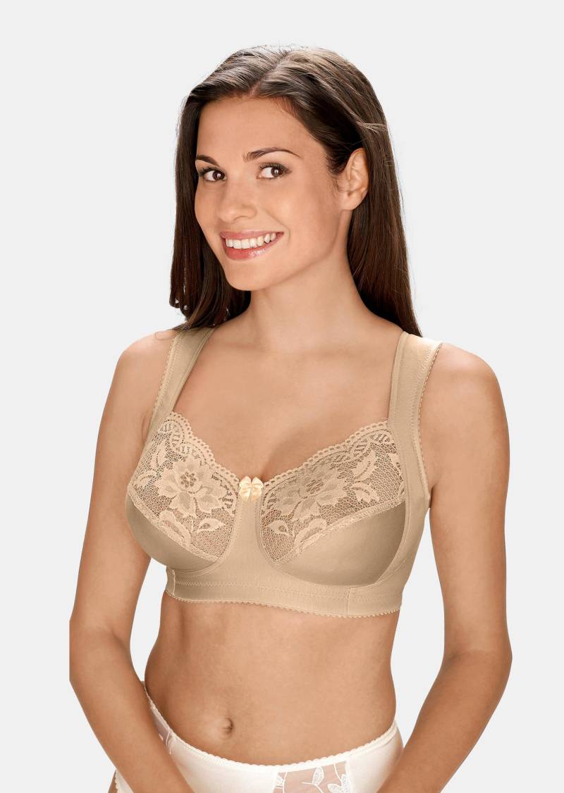 Bügelloser BH mit Baumwolle und Spitze - haut - Gr. 100 B von Goldner Fashion von Goldner Fashion
