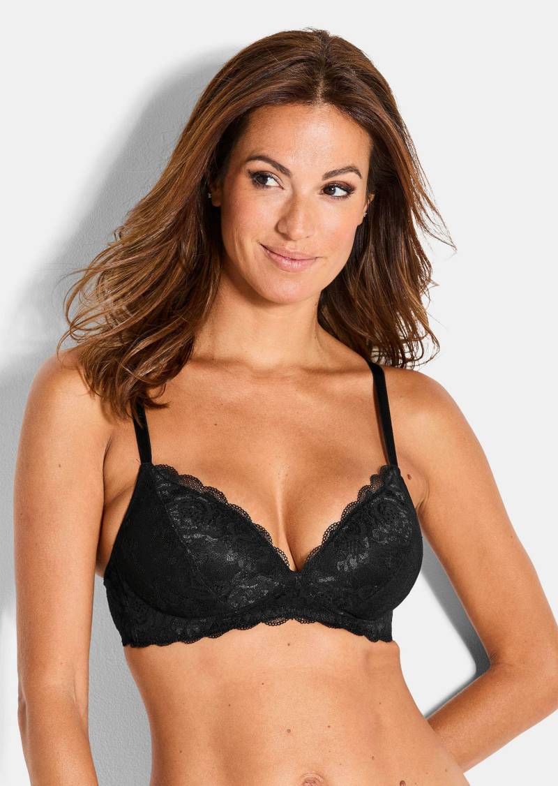 Bügelloser BH mit Spitze - schwarz - Gr. 80 B von Goldner Fashion von Goldner Fashion