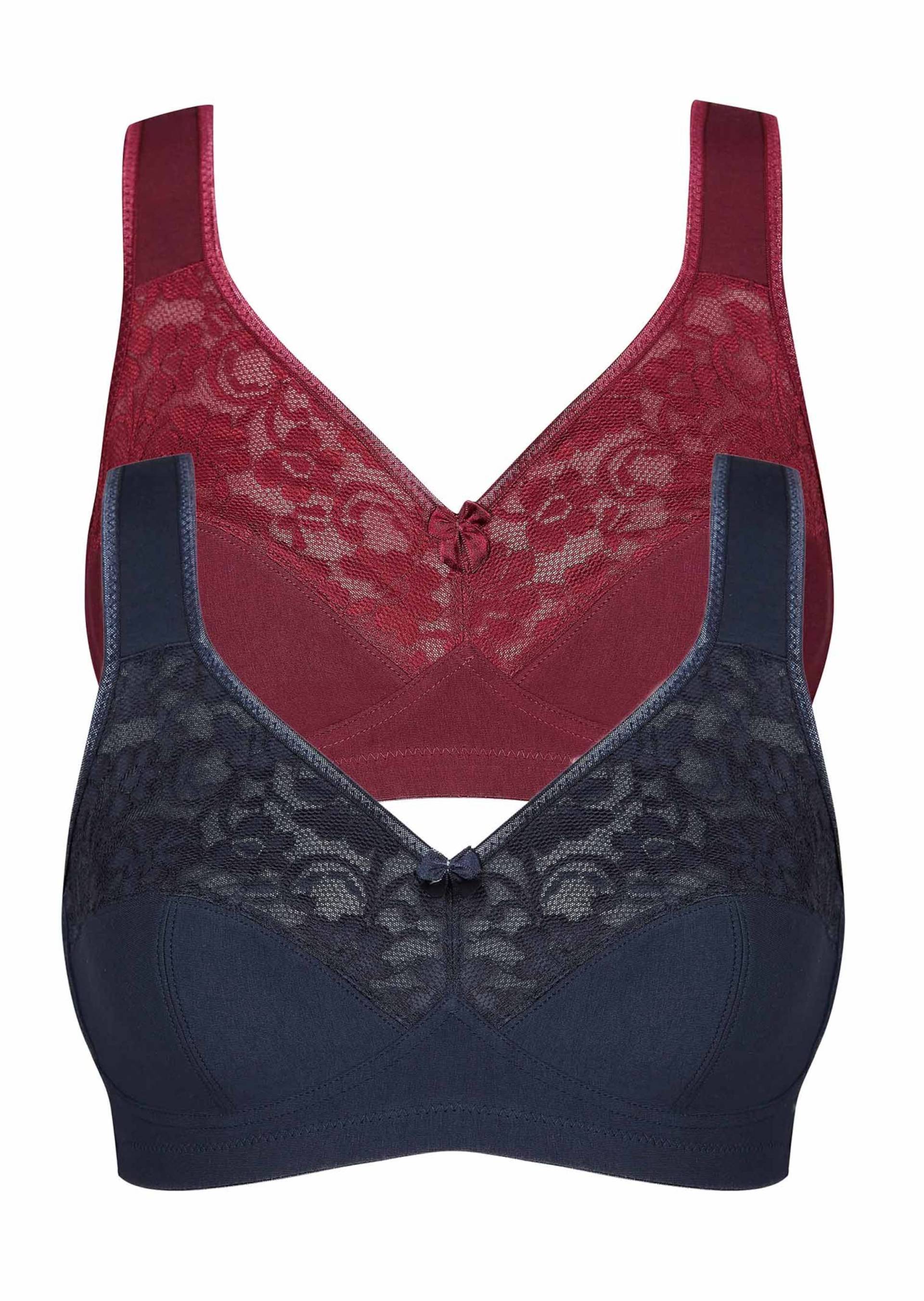 Bügelloser Komfort-BH im Doppelpack - dunkelrot / dunkelblau - Gr. 105 E von Goldner Fashion von Goldner Fashion