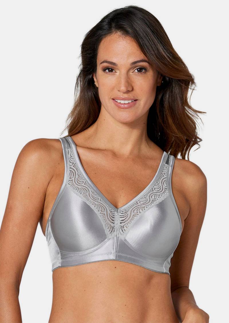Bügelloser Soft-BH mit Spitze - grau - Gr. 110 C von Goldner Fashion von Goldner Fashion