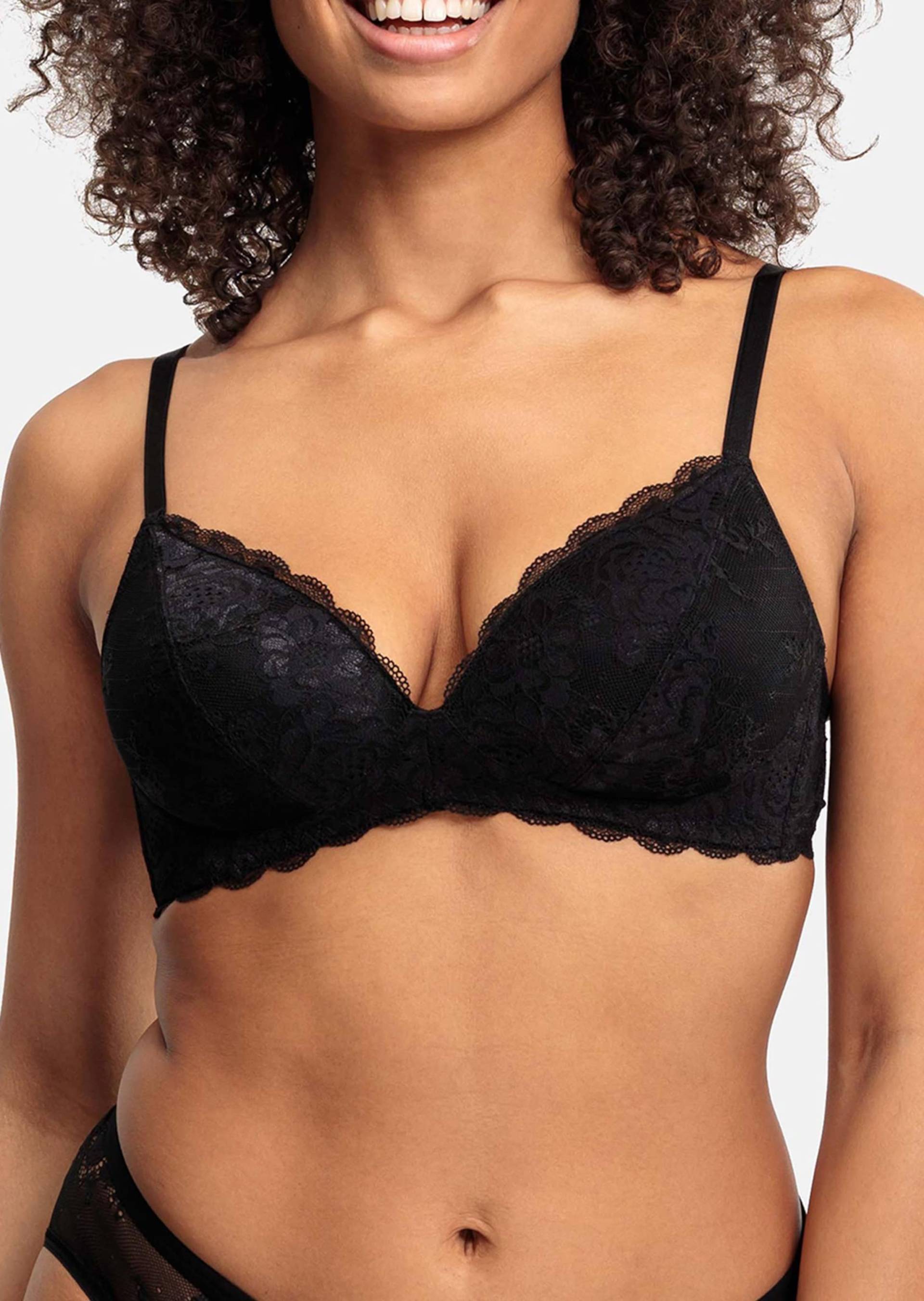 Bügelloser Soft-BH mit Spitze - schwarz - Gr. 80 C von Goldner Fashion von Goldner Fashion
