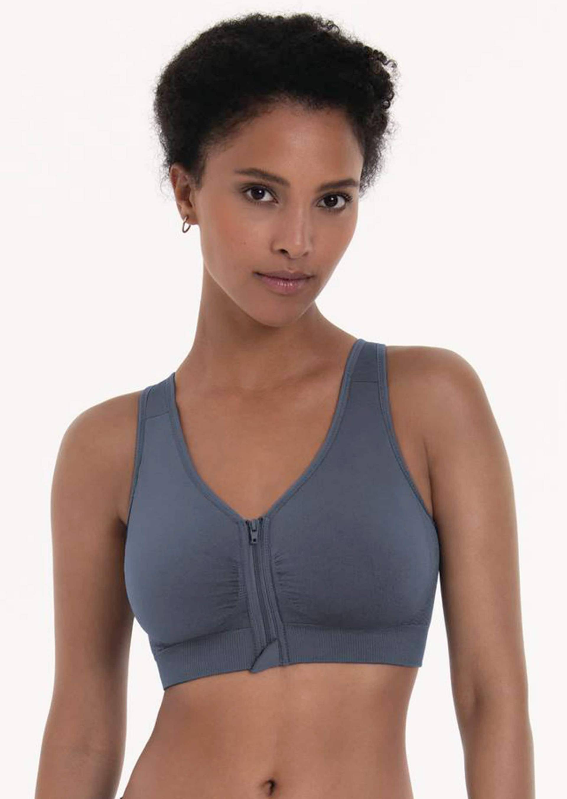 Bustier mit Vorderverschluss und herausnehmbaren Schaumcups - anthrazit - Gr. S von Goldner Fashion von Goldner Fashion