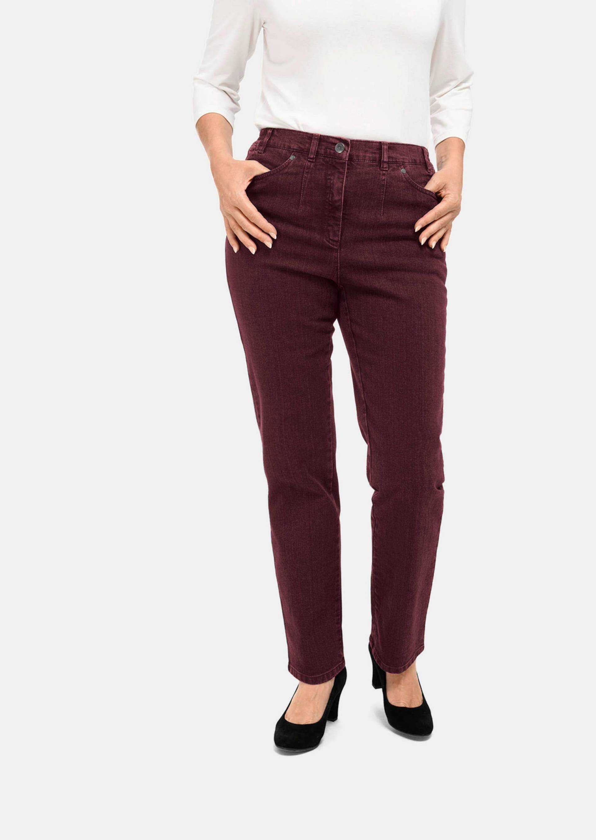 Schlichte Jeanshose CARLA COMFORT+ - bordeaux - Gr. 19 von Goldner Fashion von Goldner Fashion