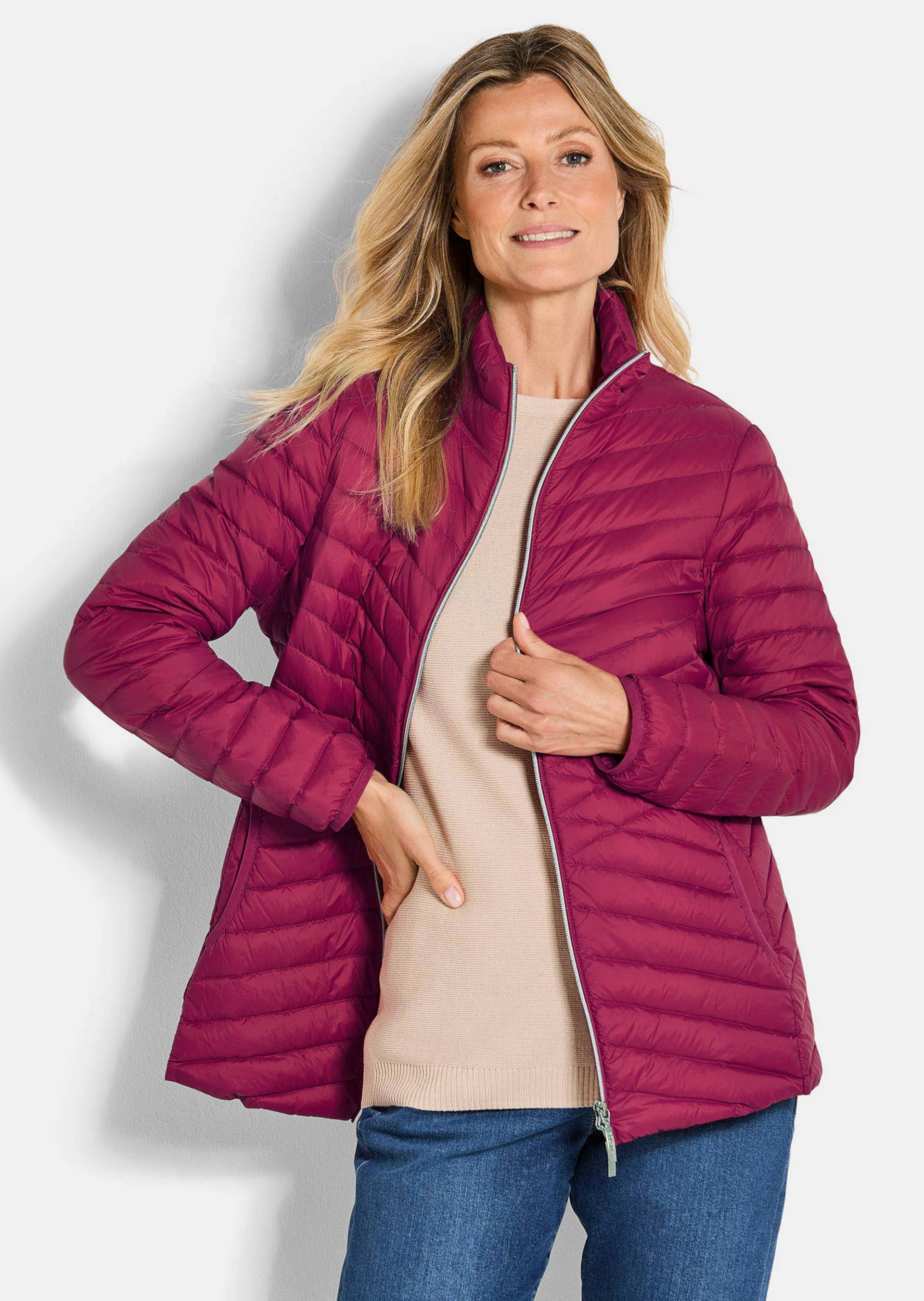 Daunenjacke mit femininer Steppung - bordeaux - Gr. 50 von Goldner Fashion von Goldner Fashion