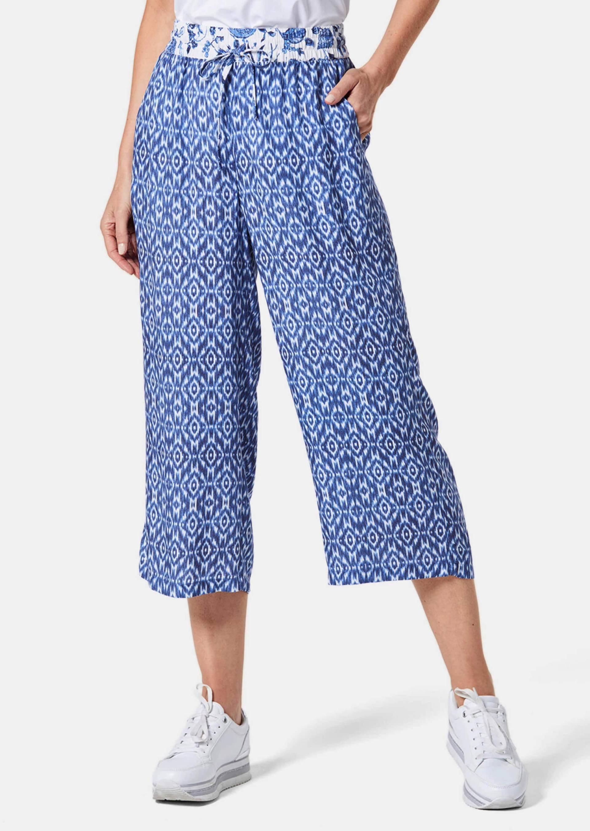 Druckhose - weiß / royalblau / gemustert - Gr. 24 von Goldner Fashion von Goldner Fashion
