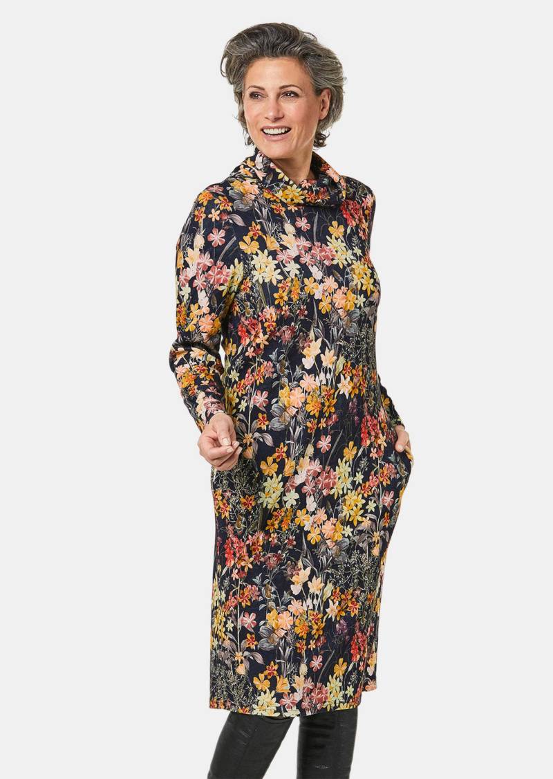 Druckkleid mit halsfernem Rollkragen - marine / gemustert - Gr. 40 von Goldner Fashion von Goldner Fashion