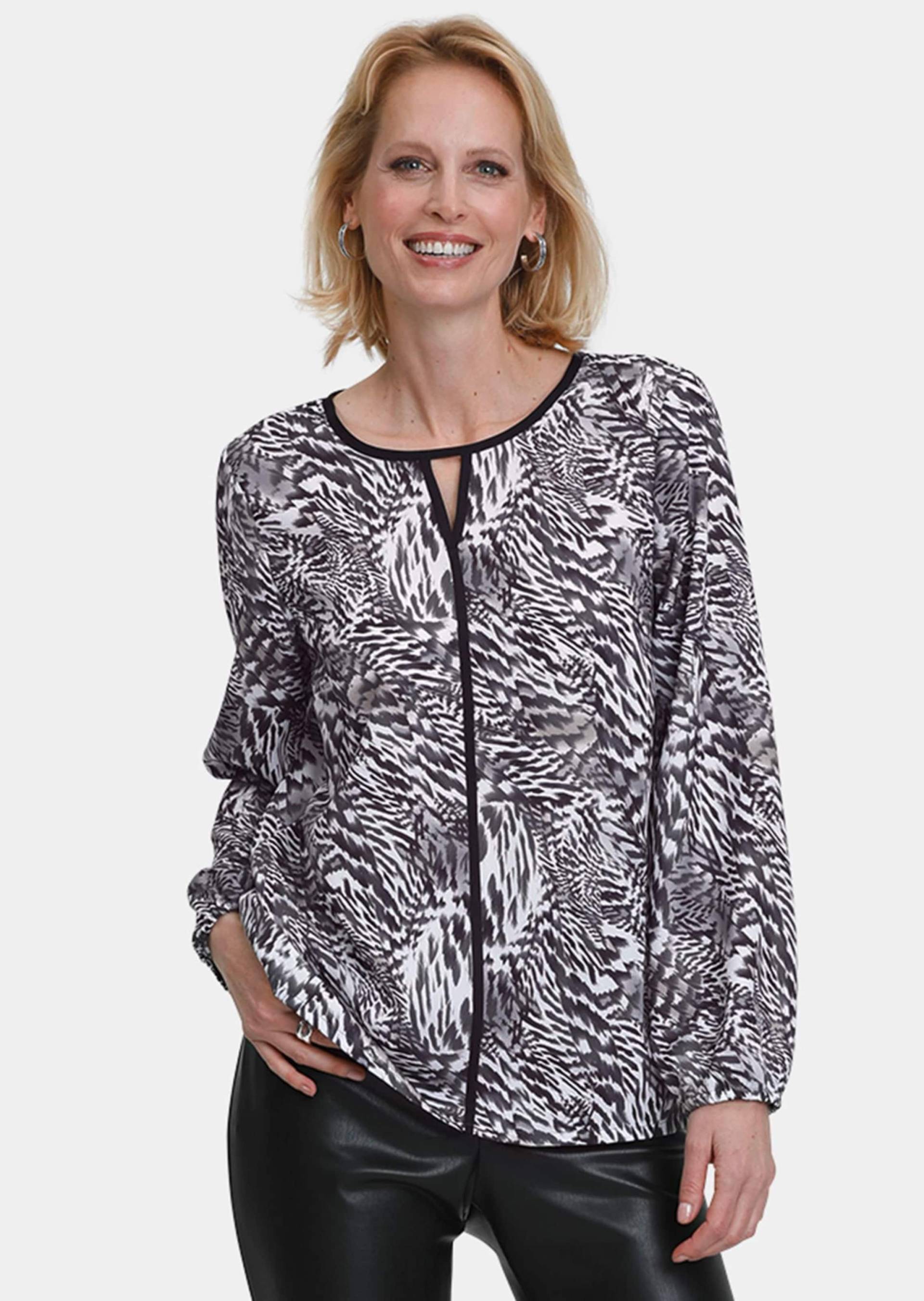 Edel-Bluse - cremeweiß / schwarz - Gr. 22 von Goldner Fashion von Goldner Fashion