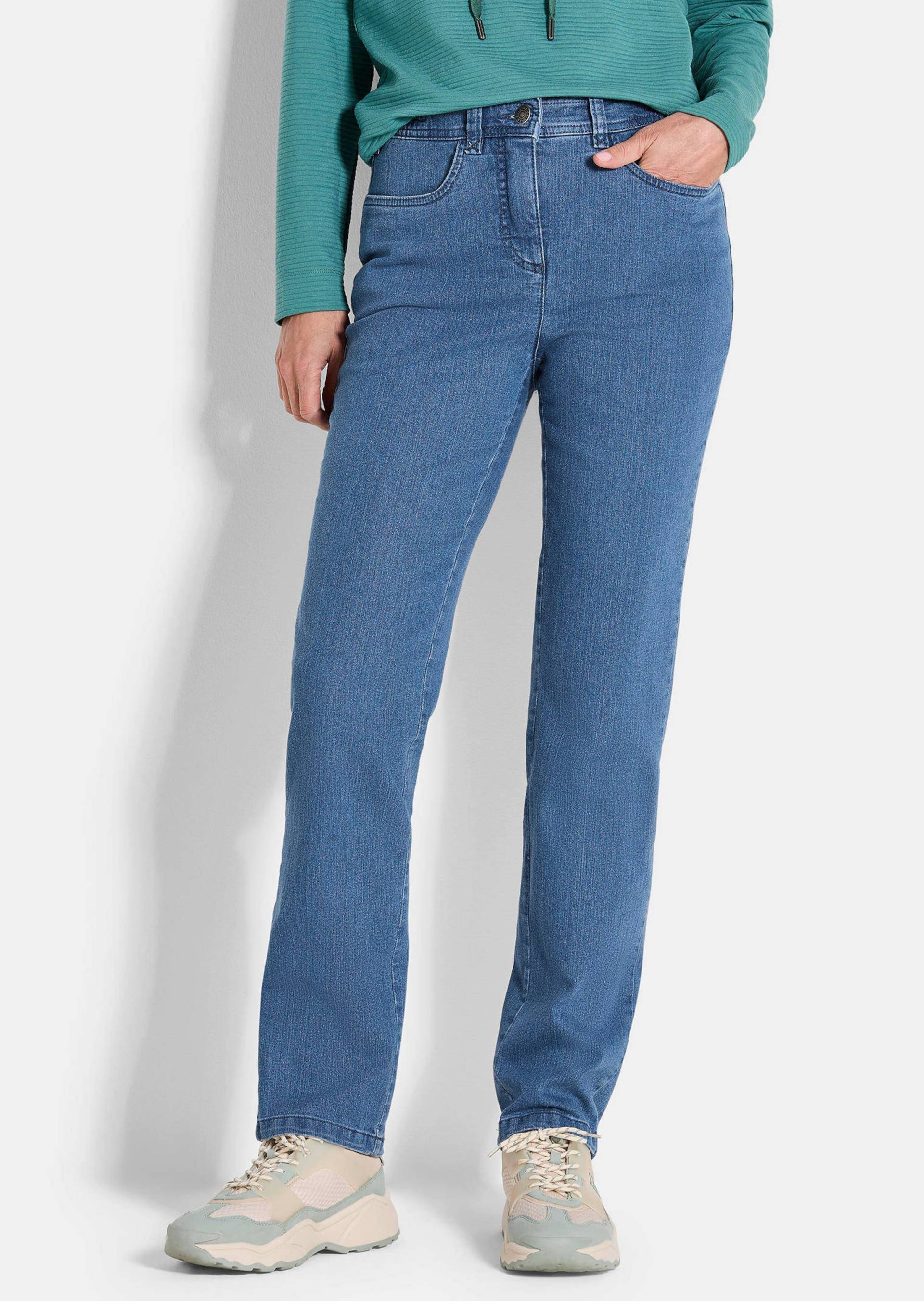 Jeans LOUISA mit Stickerei - hellblau - Gr. 56 von Goldner Fashion von Goldner Fashion