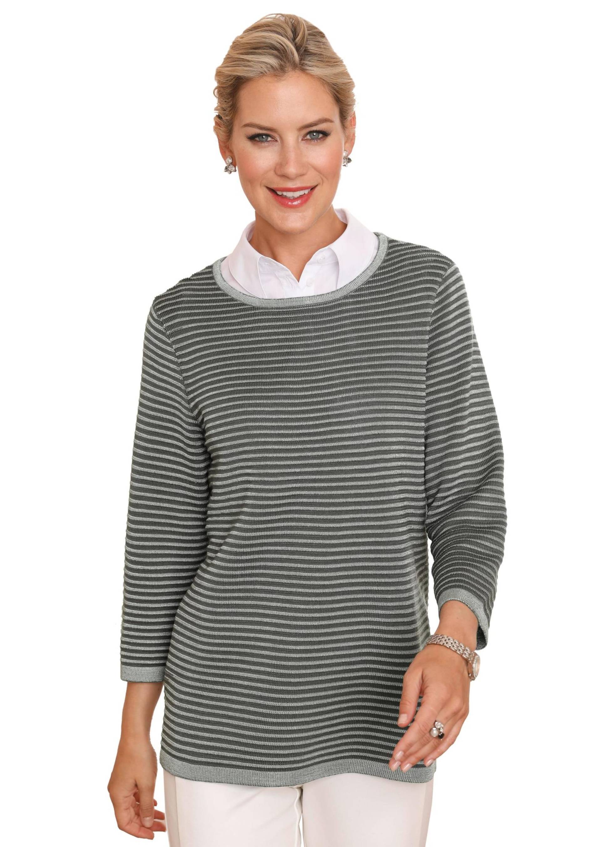 Edler Pullover aus hochwertigem Querrippenstrick - grau - Gr. 20 von Goldner Fashion von Goldner Fashion