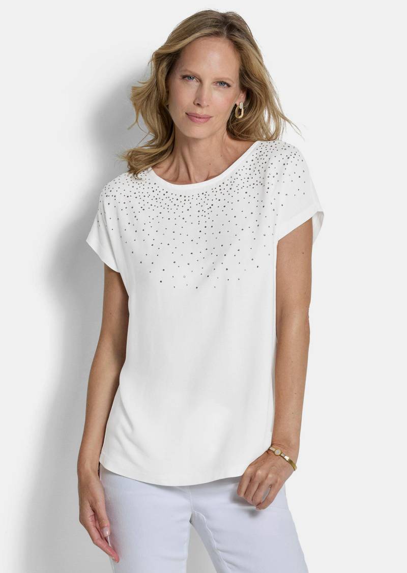Edles Blusenshirt mit Glitzersteinen - cremeweiß - Gr. 48 von Goldner Fashion von Goldner Fashion