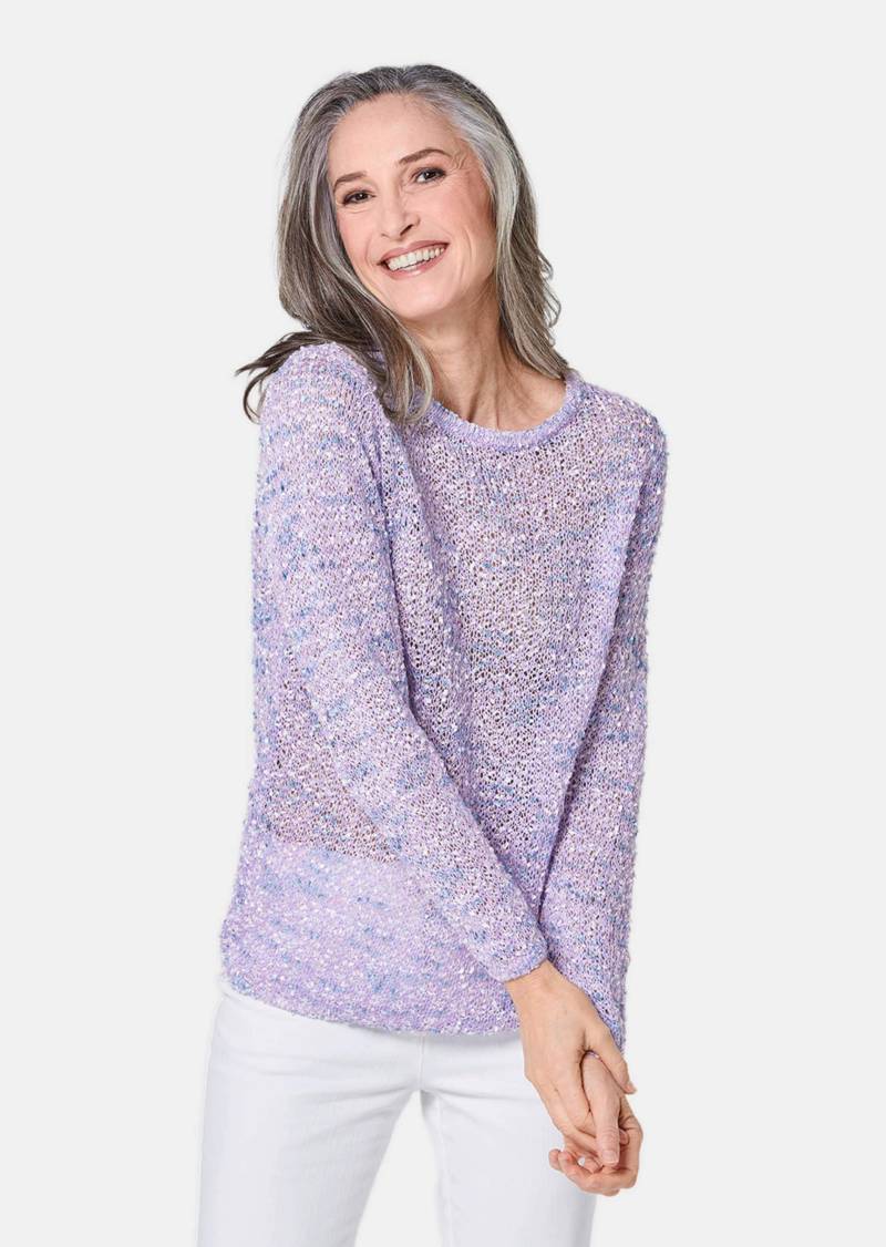 Effektvoller locker gestrickter Bändchengarnpullover - weiß / flieder - Gr. 24 von Goldner Fashion von Goldner Fashion