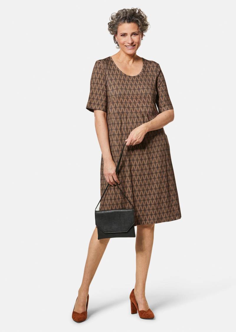 Elastisches Jerseykleid mit modischem Druck - schwarz / camel - Gr. 44 von Goldner Fashion von Goldner Fashion