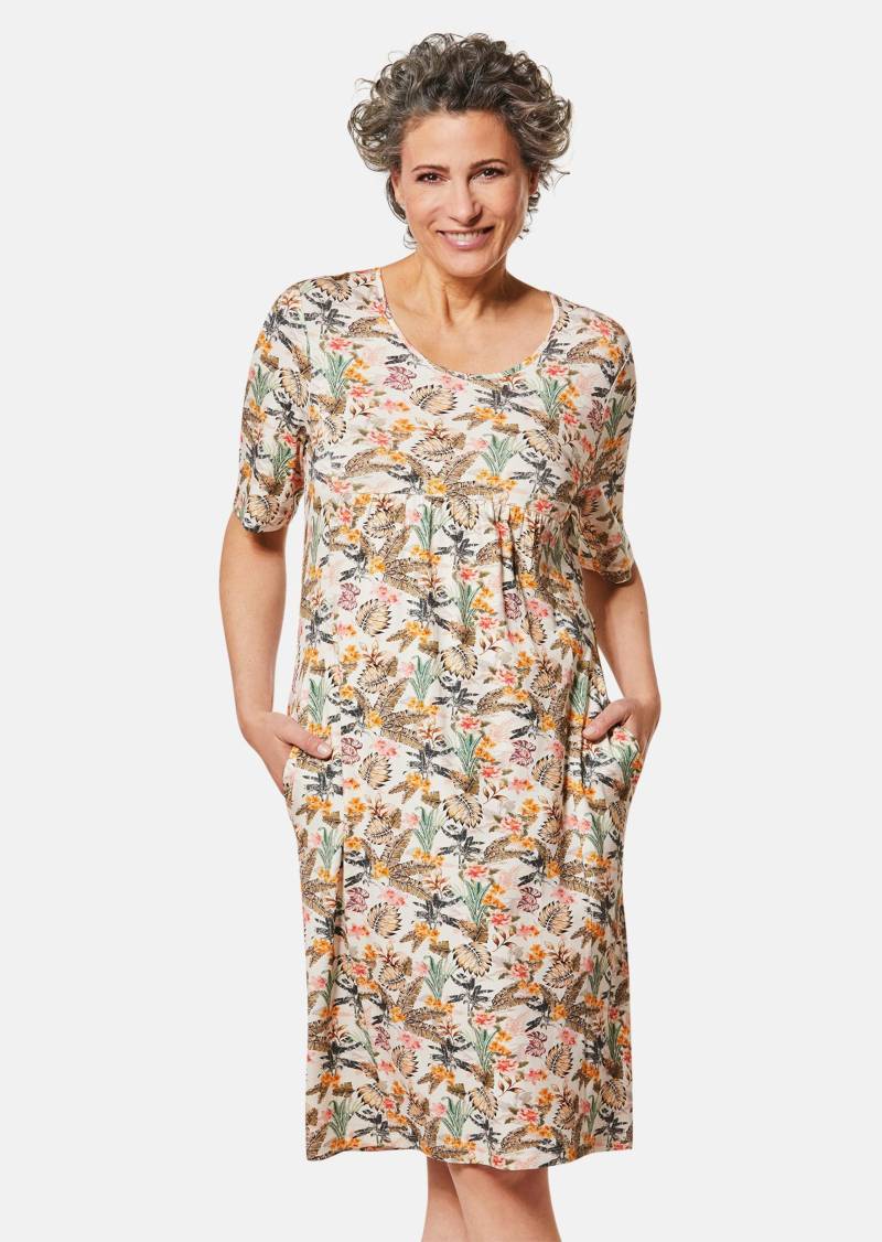 Elastisches Jerseykleid mit modischem Druck - weiß / bunt / gemustert - Gr. 50 von Goldner Fashion von Goldner Fashion