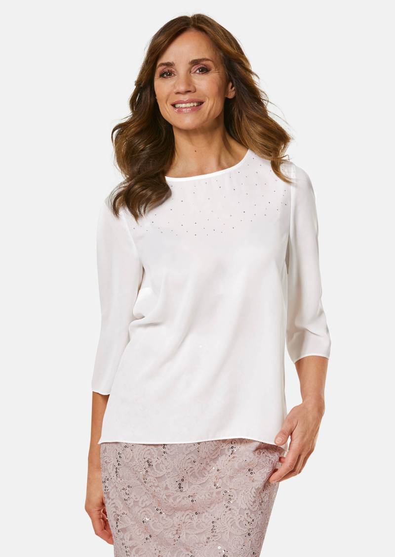 Elegante Bluse aus Chiffon mit Glitzersteinen - cremeweiß - Gr. 20 von Goldner Fashion von Goldner Fashion
