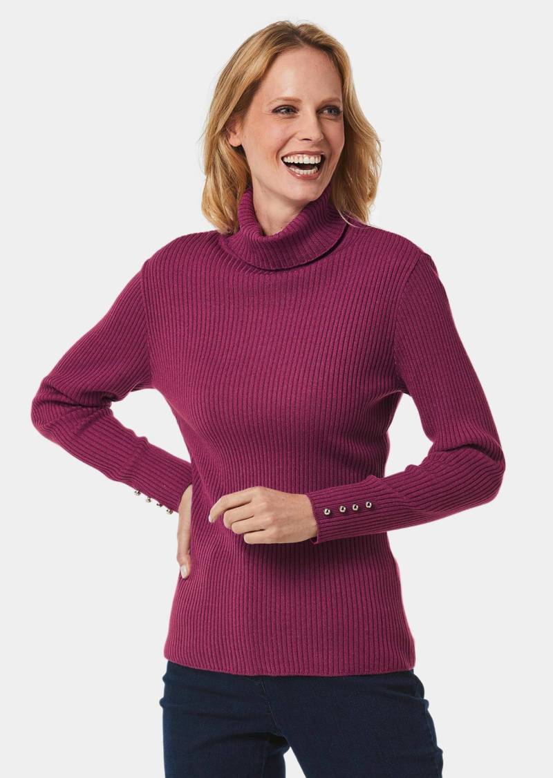 Eleganter Rollkragenpullover mit optischen Knöpfen - bordeaux - Gr. 23 von Goldner Fashion von Goldner Fashion