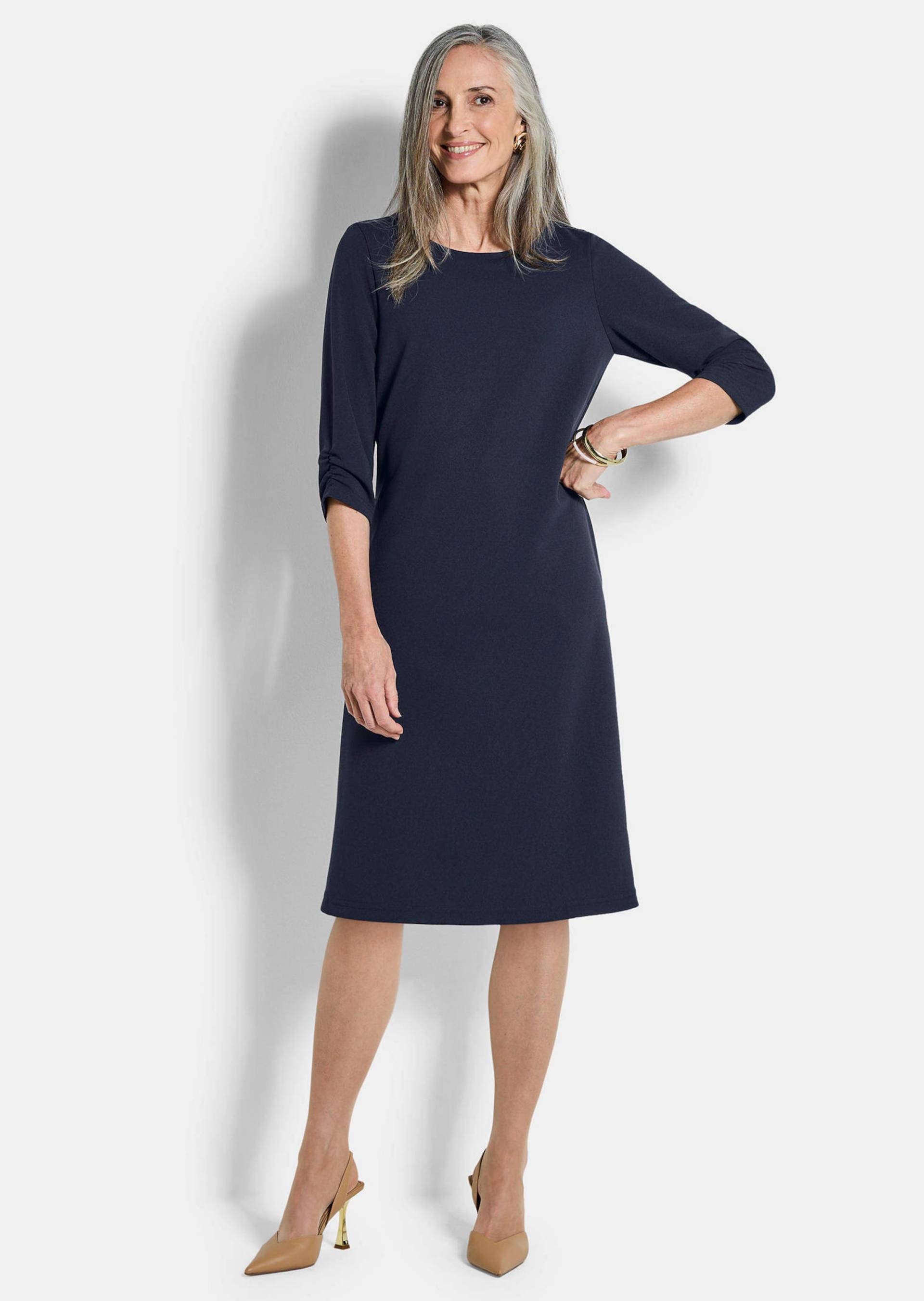 Elegantes Kleid mit gerafften Ärmeln - marine - Gr. 24 von Goldner Fashion von Goldner Fashion