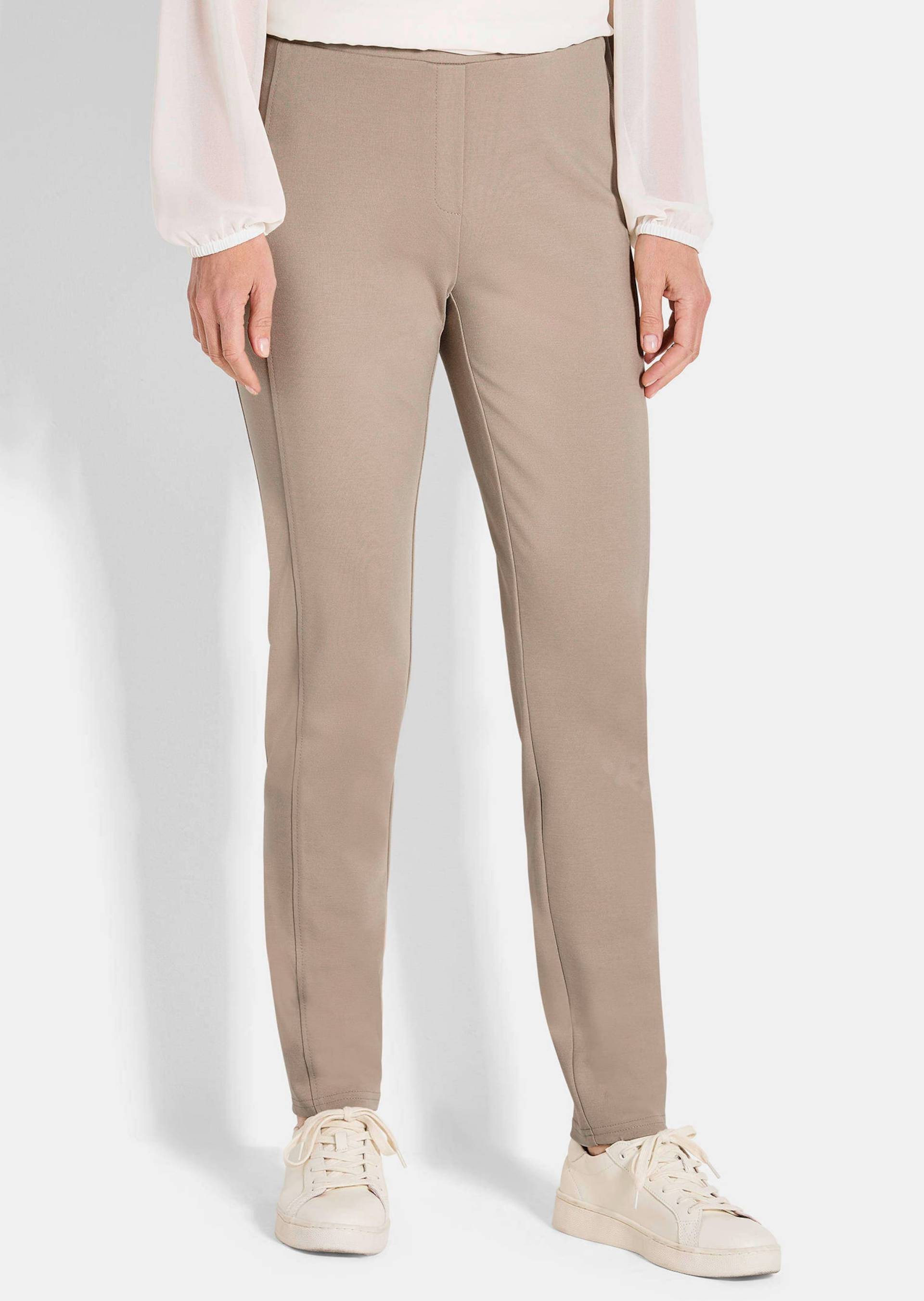 Extra schmale Jerseyhose BELLA mit Schlupfbund - beige - Gr. 50 von Goldner Fashion von Goldner Fashion