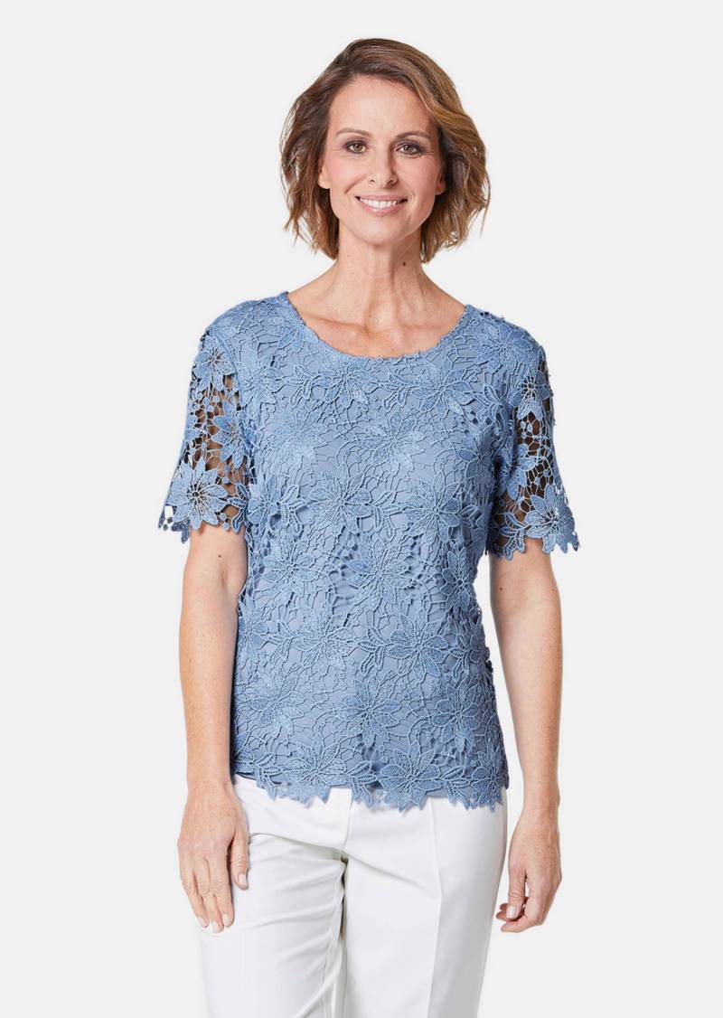 Festliche Bluse aus edler Spitze - hellblau - Gr. 46 von Goldner Fashion von Goldner Fashion