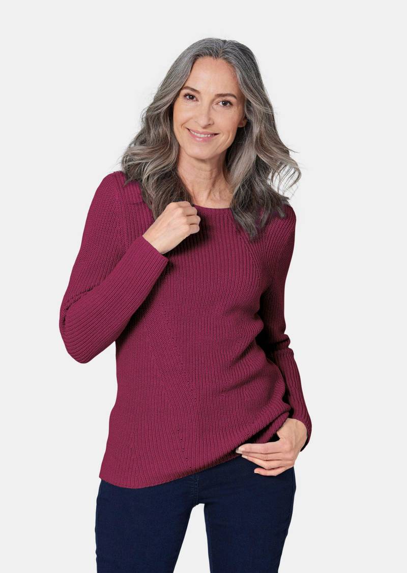 Figurschmeichelnder Pullover aus reiner Baumwolle - bordeaux - Gr. 52 von Goldner Fashion von Goldner Fashion