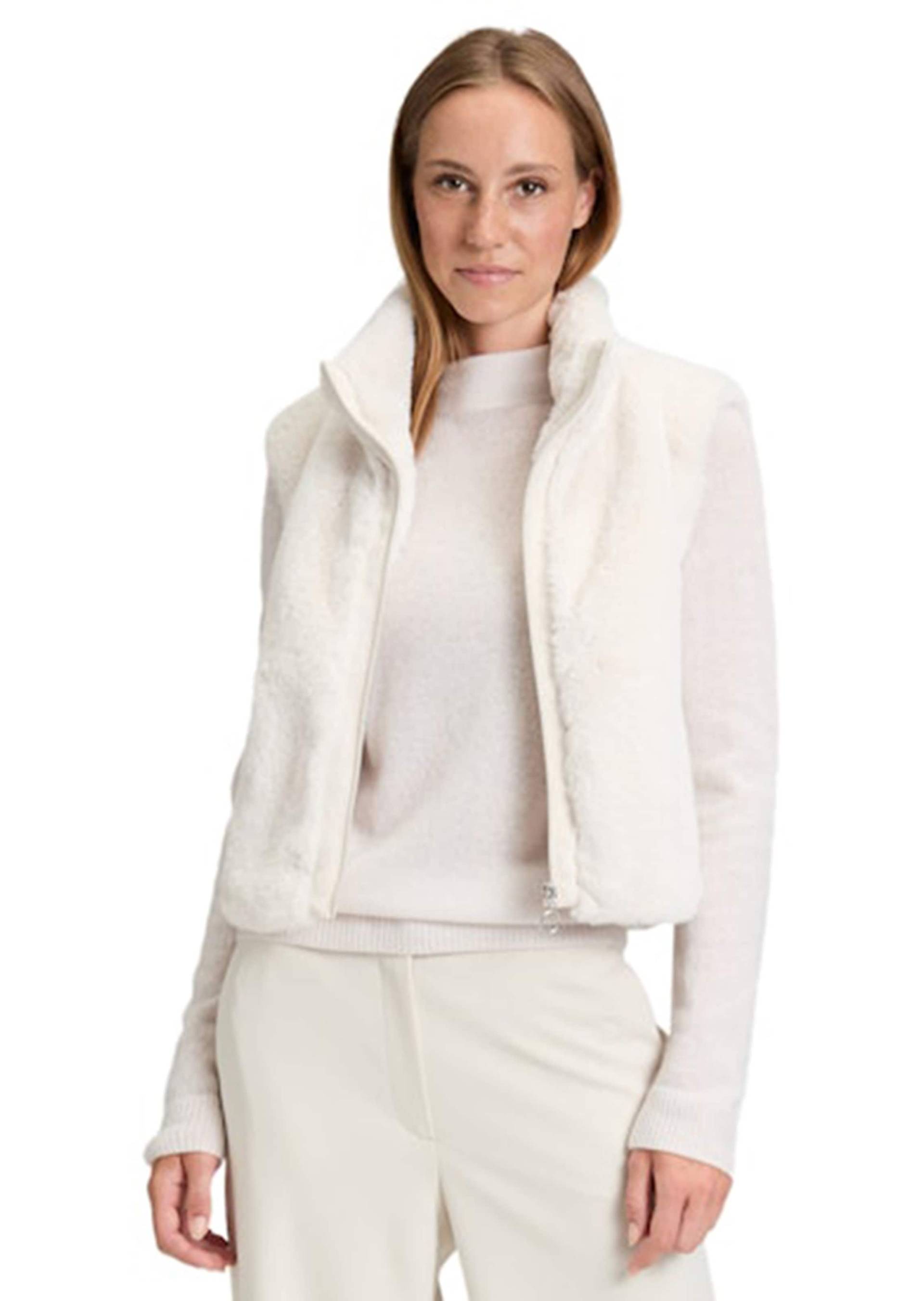 Flauschige Weste aus Fake Fur - beige - Gr. 40 von Goldner Fashion von Goldner Fashion